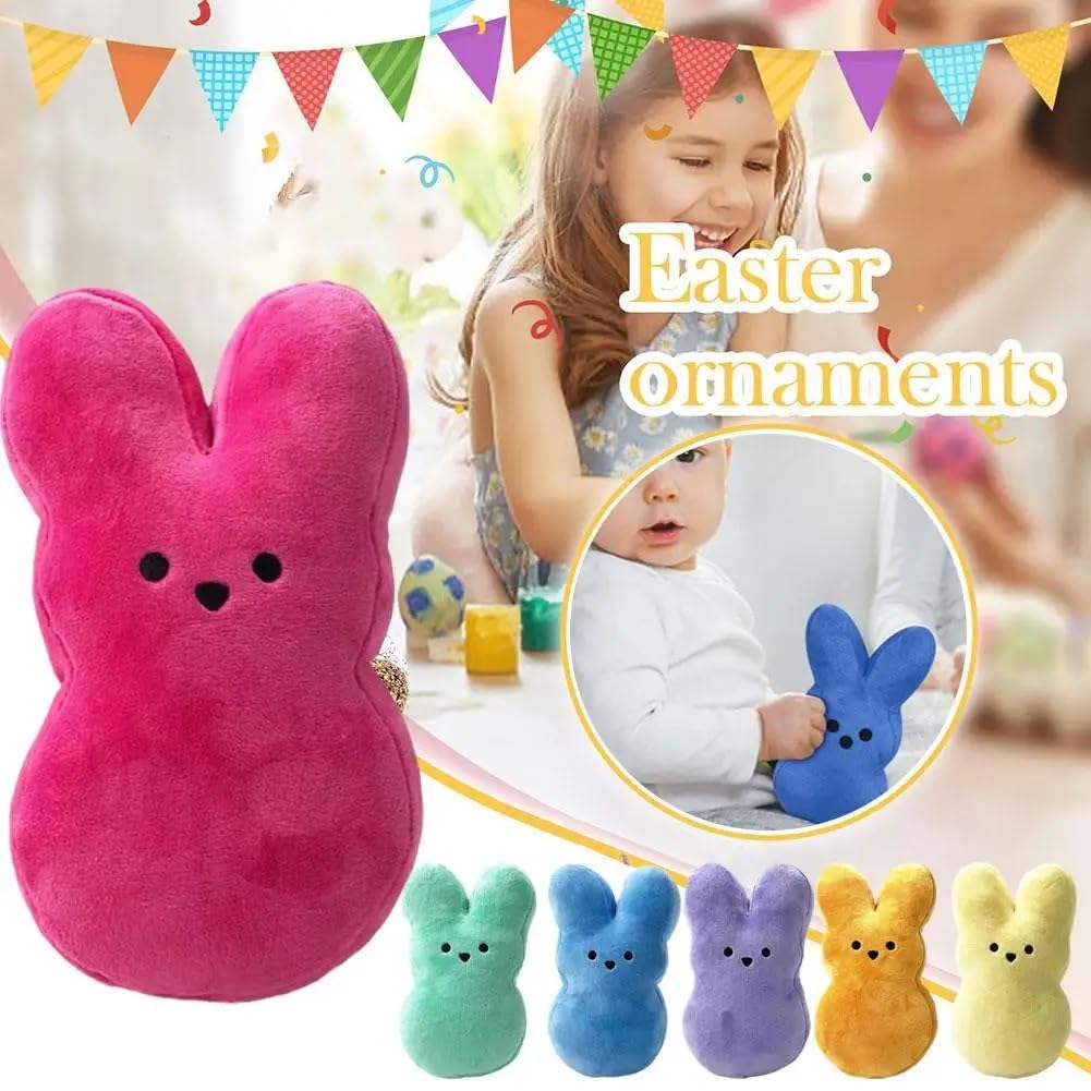 Easter Bunny Plush Toys 6Pcs - Cute Easter Peep Stuffed Animals, Soft Bunny Dolls for Kids - Perfect Easter Basket Stuffers & Gift Ideas for Easter Egg Hunt, Spring Decorations & Party Favors