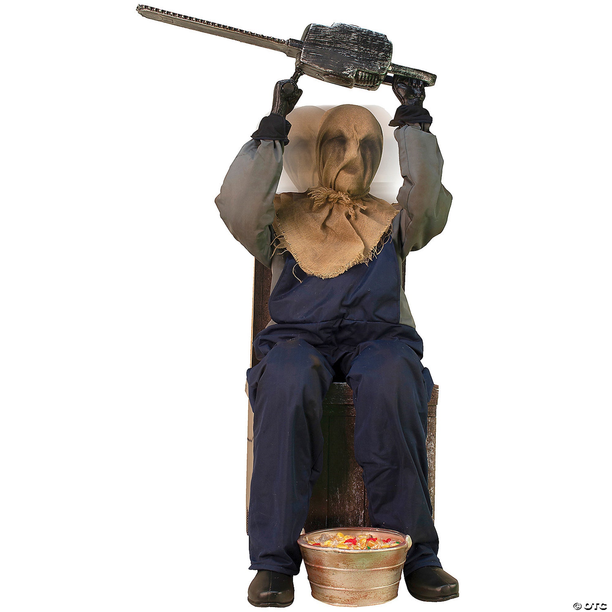 45-Inch Animated Seated Chainsaw Greeter - Lifelike Halloween Decoration for Porch, Yard & Party Scenes (1 Count)