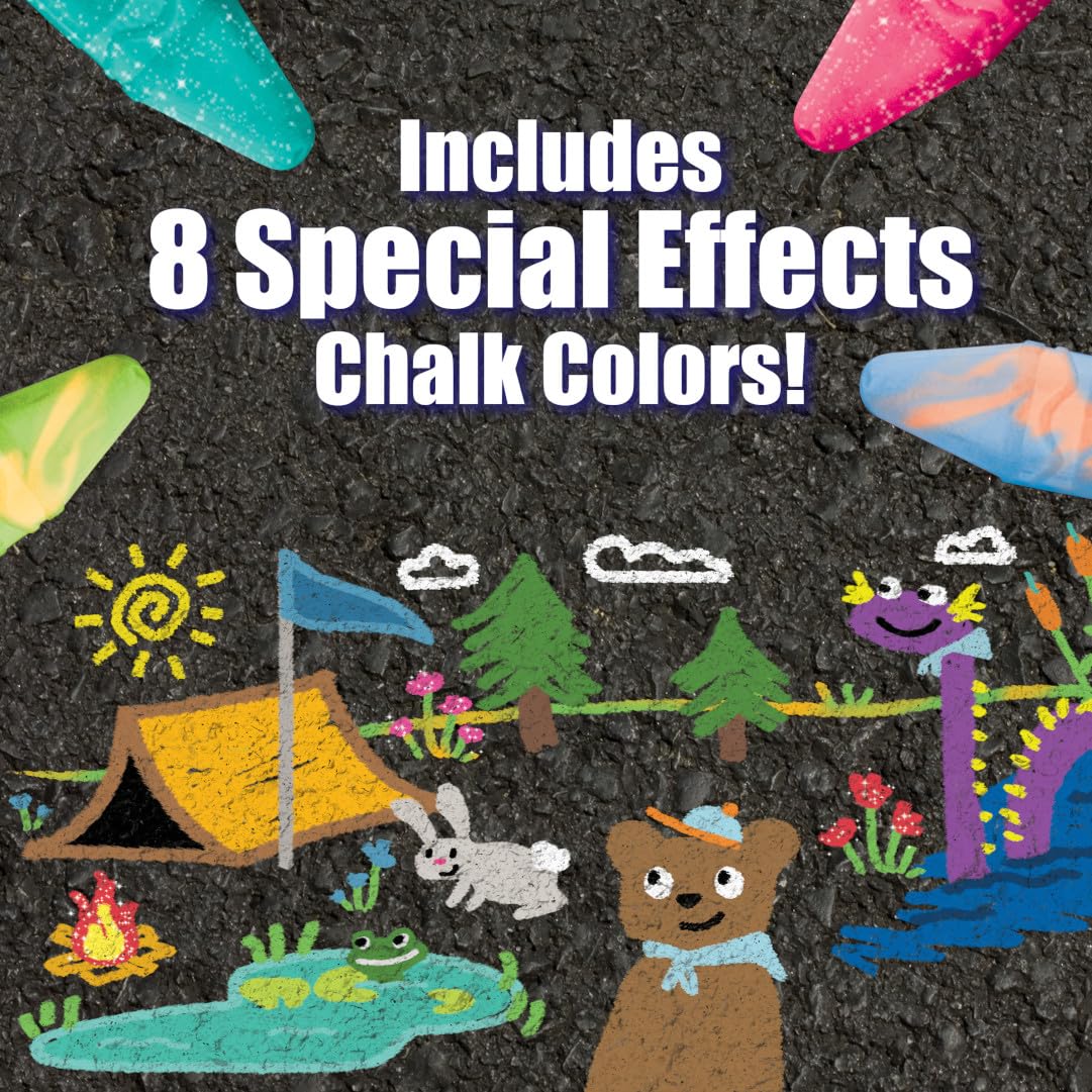 Crayola Ultimate Washable Chalk Collection (64 Count) - Bulk Non-Toxic Sidewalk Chalk for Kids, Anti-Roll Sticks, Vibrant Outdoor Drawing & Play - Perfect for School, Driveway Art, and Summer Activities