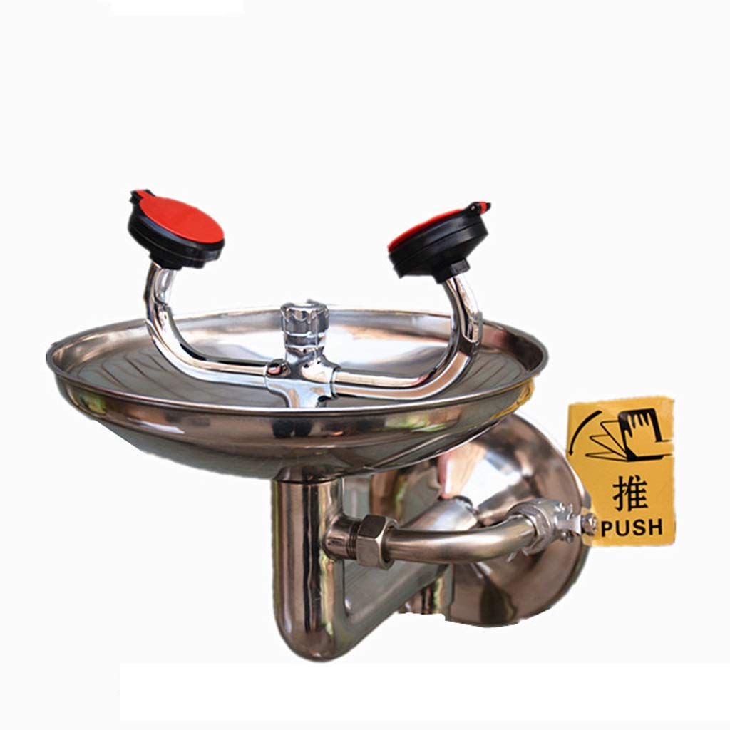 Emergency Eye Wash Station - 304 Stainless Steel Wall-Mounted Safety Eye & Face Wash Bowl with Dustproof Cover - Ideal for Laboratories, Factories, and Industrial Workplaces