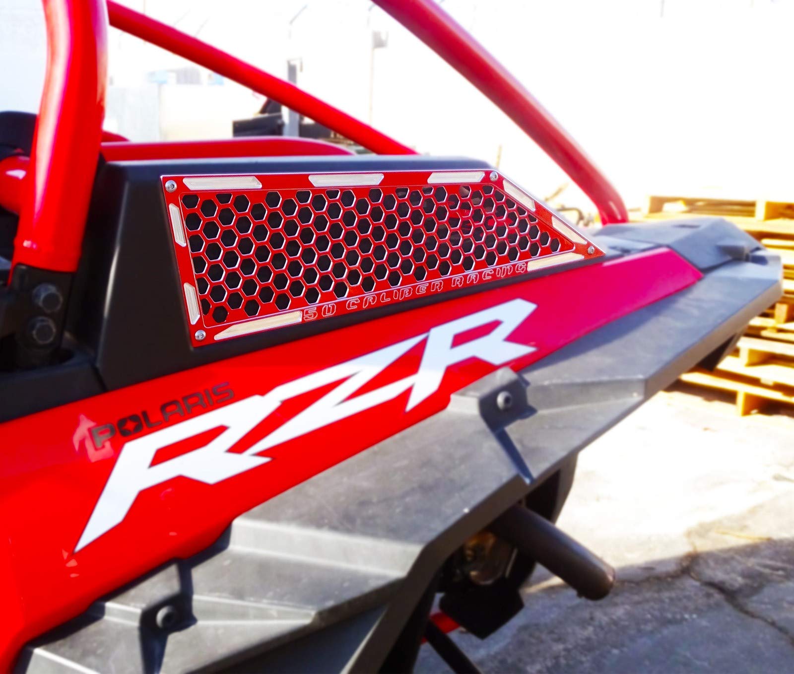 Polaris RZR XP Turbo/Turbo S CNC Billet Side Vent Air Intake Grill Bezel Kit - Red Powdercoat Finish (5358A16) | Off-Road Performance Upgrade & Engine Cooling Enhancement