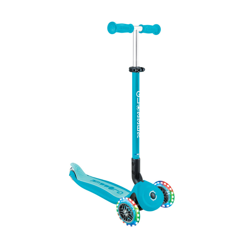 Globber Go Up Active Lights 360 Foldable Scooter for Kids & Adults - LED Light Up Wheels, Adjustable Handlebar - Perfect for Commuting, Outdoor Fun & Neighborhood Rides