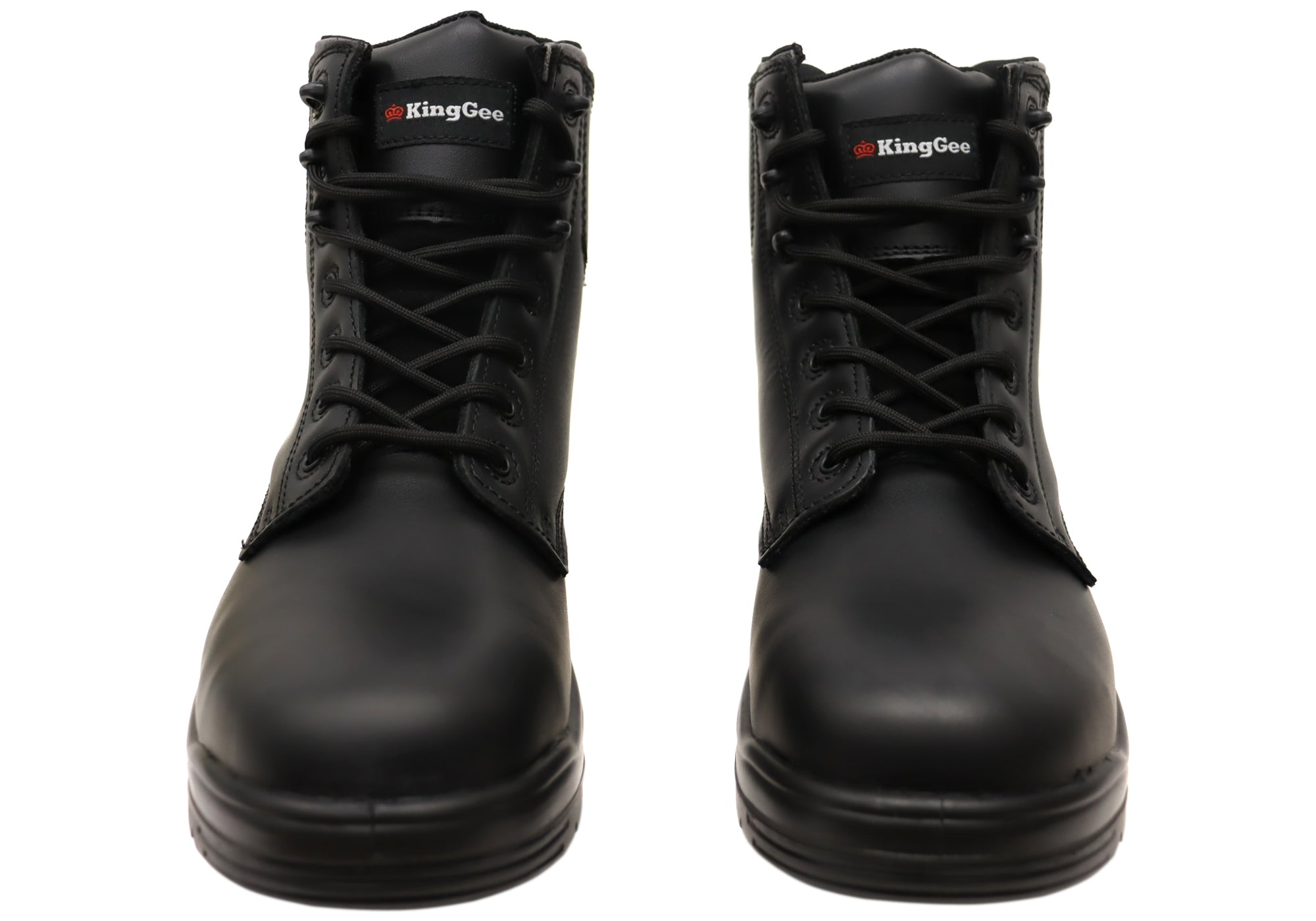 KingGee Men's Comfortable Leather Safety Work Boots with Lace-Up Design - Durable Non-Slip Shoes for Cooking, Construction & Outdoor Work