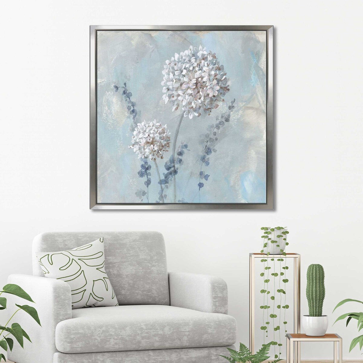 Airy Blooms Floating Canvas Print - Modern Wall Art for Living Room, Bedroom & Office Decor