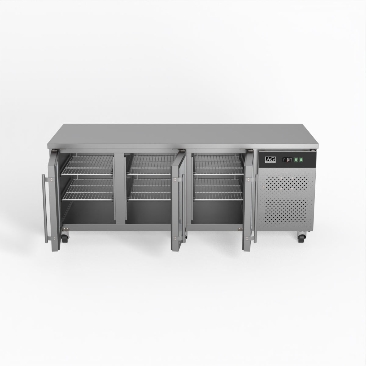 Commercial Glass Door Refrigerator - 3 Door Under Counter Display Fridge with 800mm Depth (PAX3100TNG) - Perfect for Restaurants, Cafes, and Retail Stores
