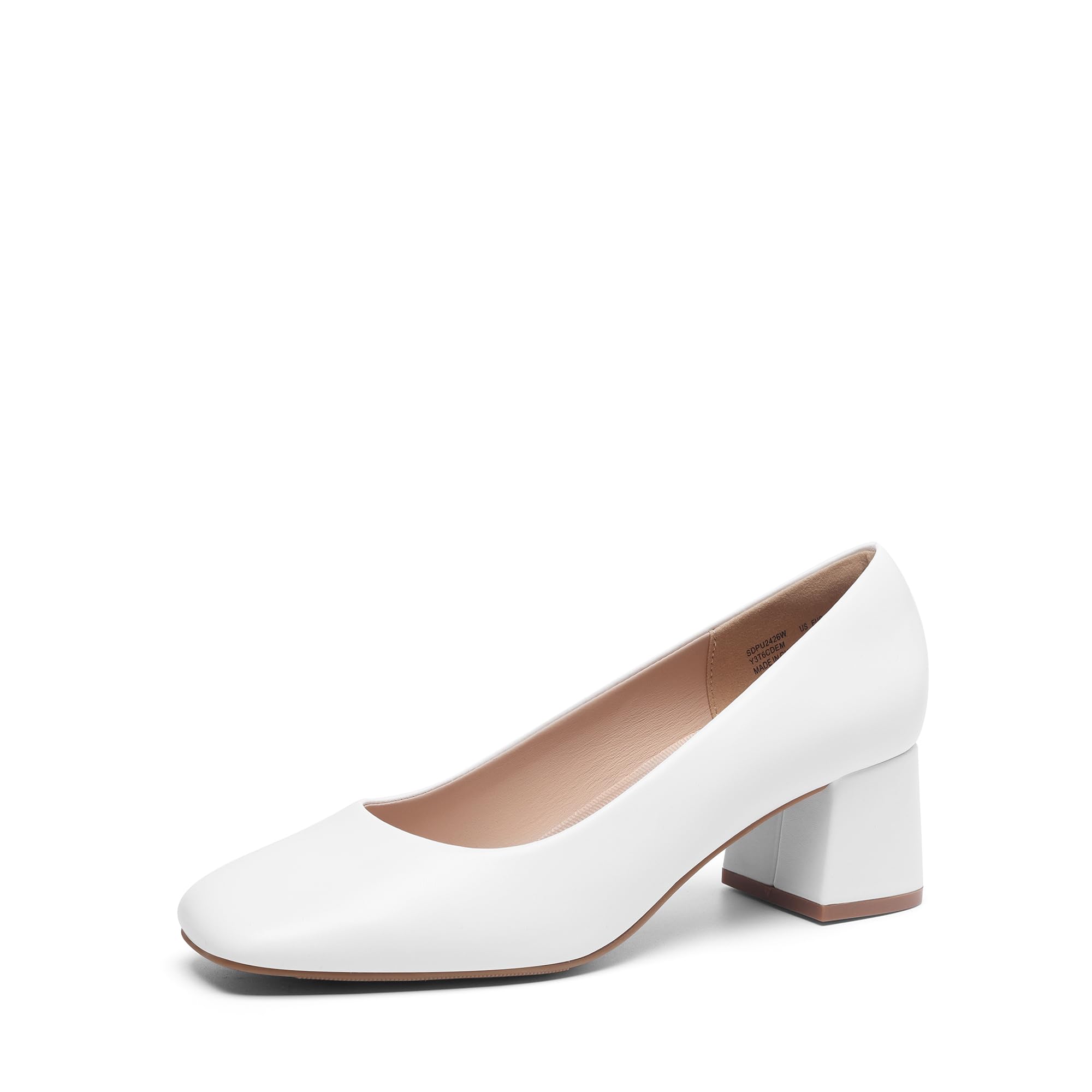DREAM PAIRS Women's Low Chunky Heel Square Toe Pumps - Comfortable Slip On Dress Shoes for Wedding, Party & Office Wear | Professional & Casual Occasions