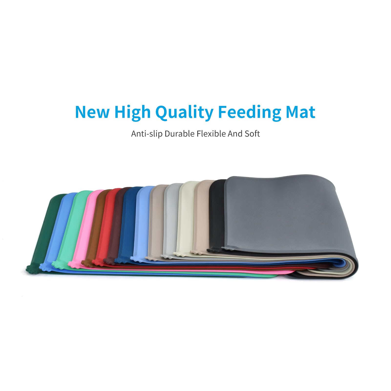 AUDWUD Non-Slip Silicone Pet Feeding Mat - Waterproof Dog Bowl Mat for Food & Water - Perfect for Messy Eaters, Puppy Training & Kitchen Floor Protection