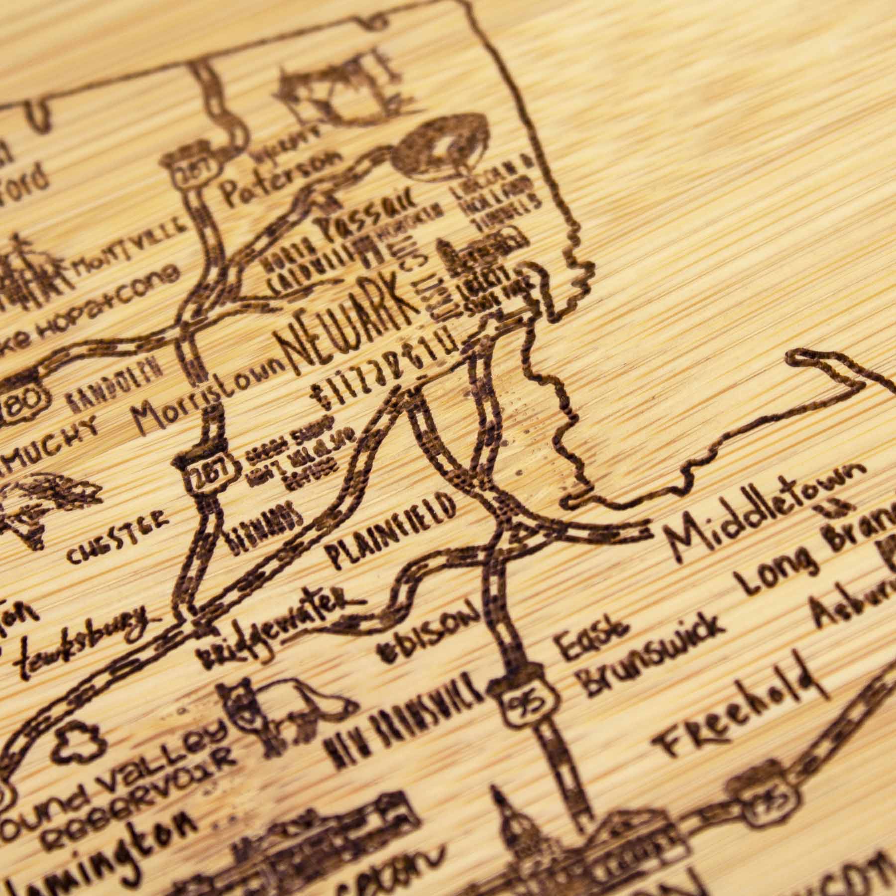 Premium New Jersey Themed Wooden Cutting Board - 11