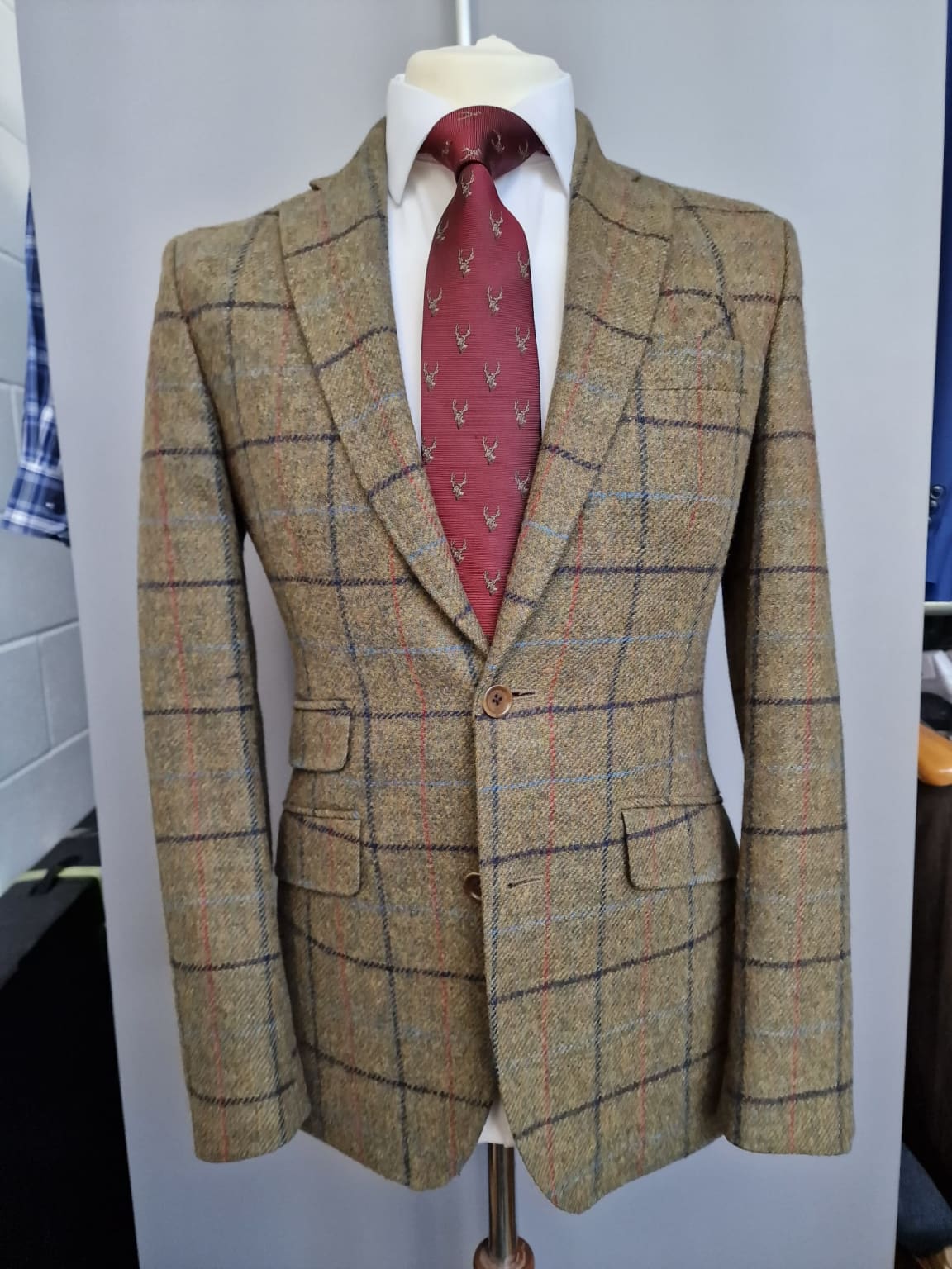 Men's Tweed Green Blazer Jacket 36R Slim Fit - Formal Business Attire & Wedding Suit for Professional Office Wear