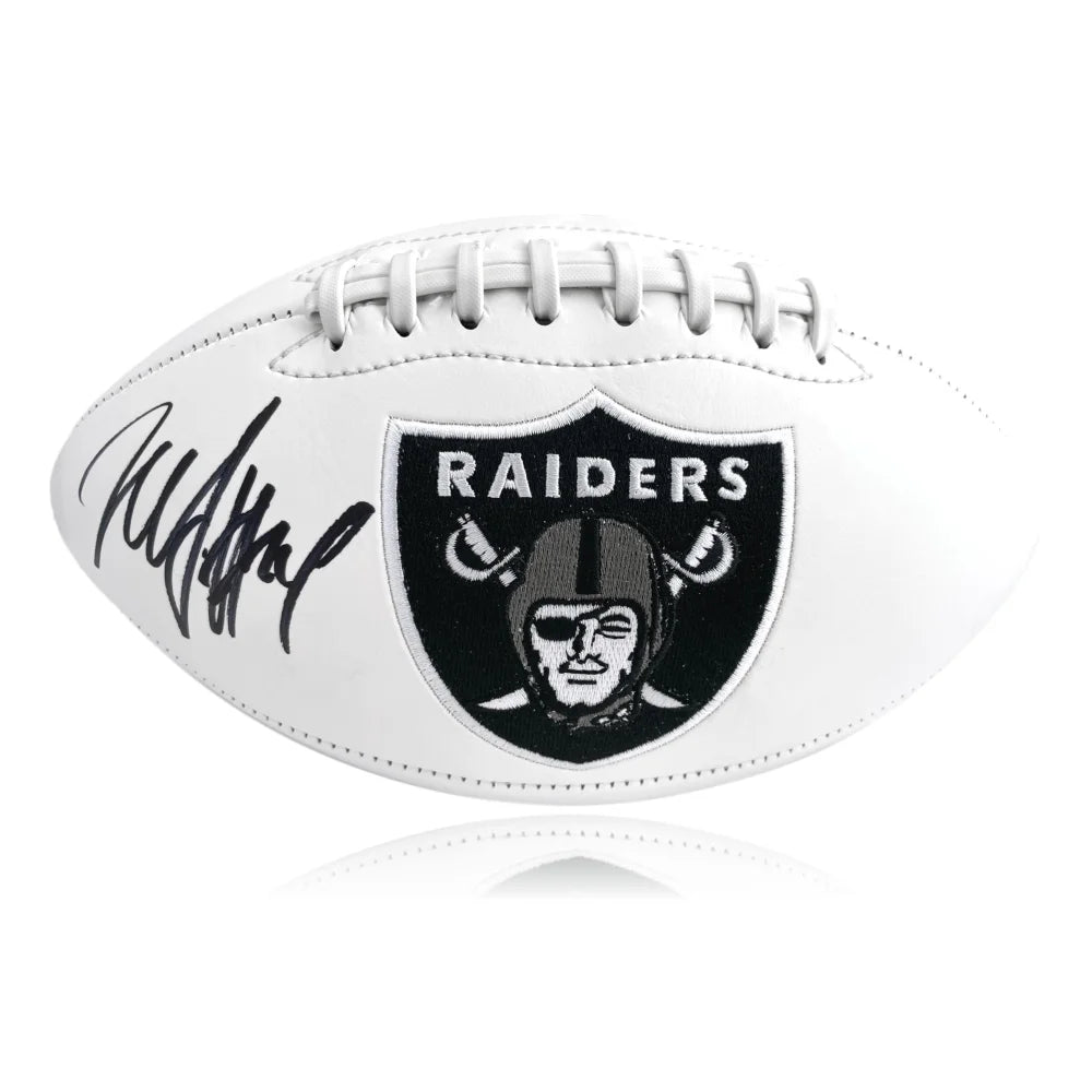 Marshawn Lynch Autographed Las Vegas Raiders White Logo Football with JSA COA - Signed NFL Memorabilia for Collectors & Fans - Perfect for Display in Man Cave or Sports Room
