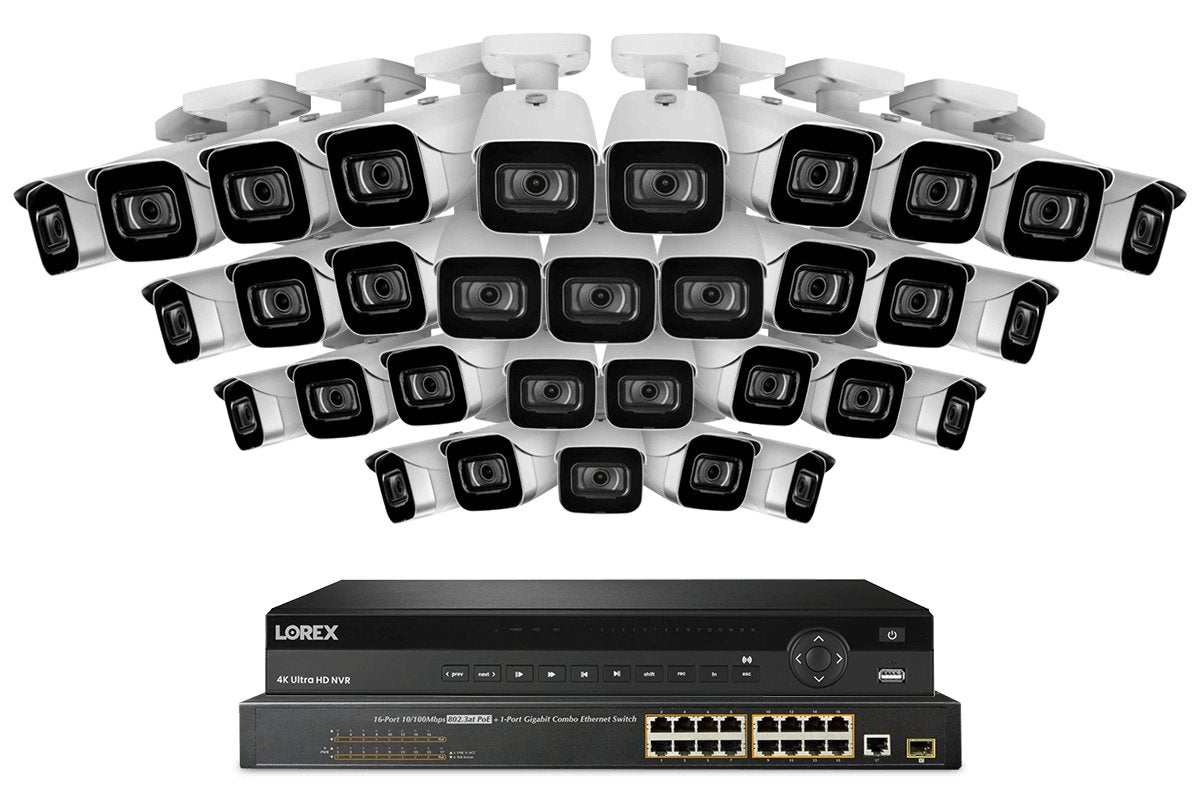 Lorex 4K 8TB Wired NVR Security System with IP Bullet Cameras (Supports 32 Cameras) - Ideal for Home & Business Surveillance, 24/7 Monitoring
