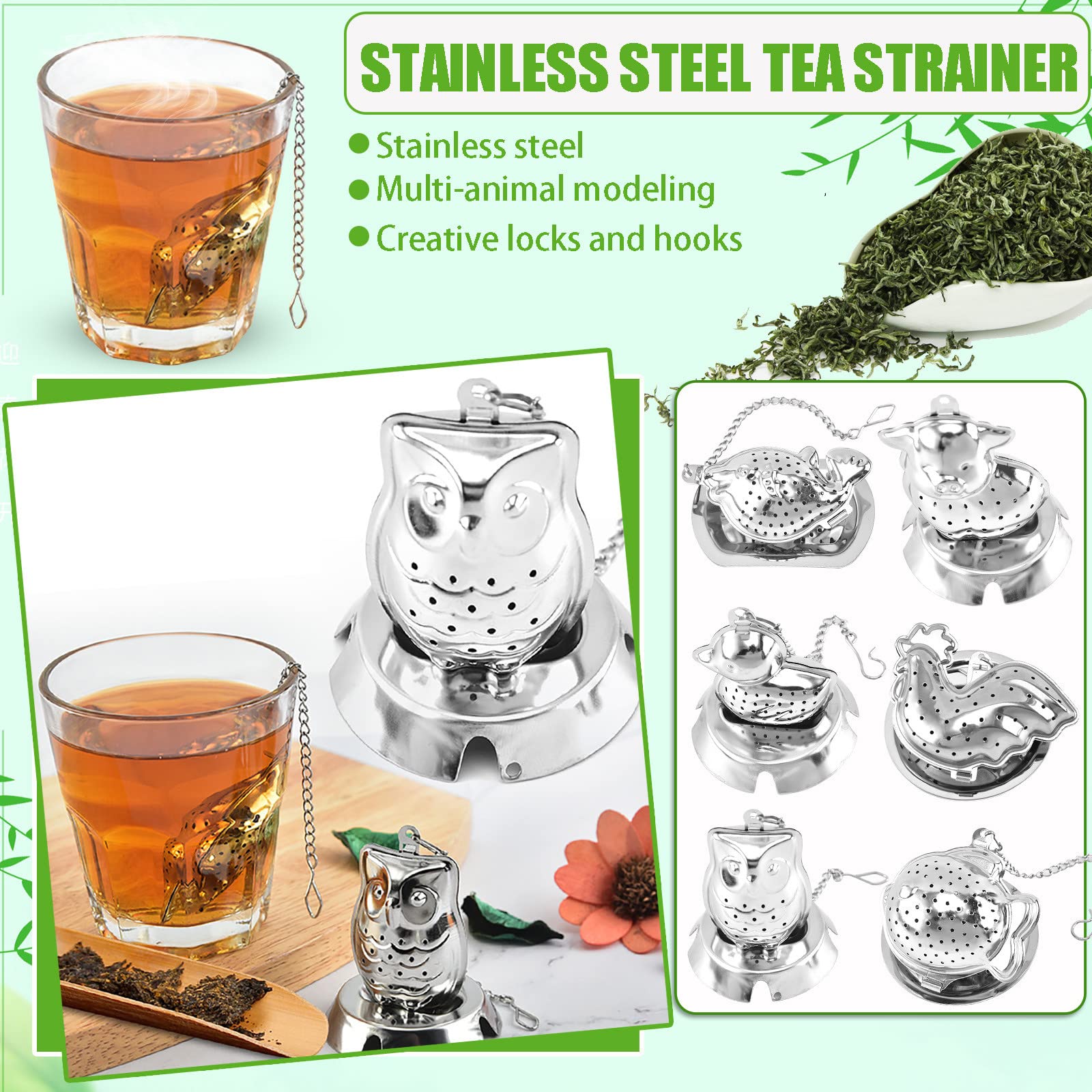 Stainless Steel Animal-Shaped Tea Infuser Ball with Lid - Creative Hanging Tea Filter for Kitchen, Dining & Bar - Perfect for Loose Leaf Tea Brewing & Party Serving
