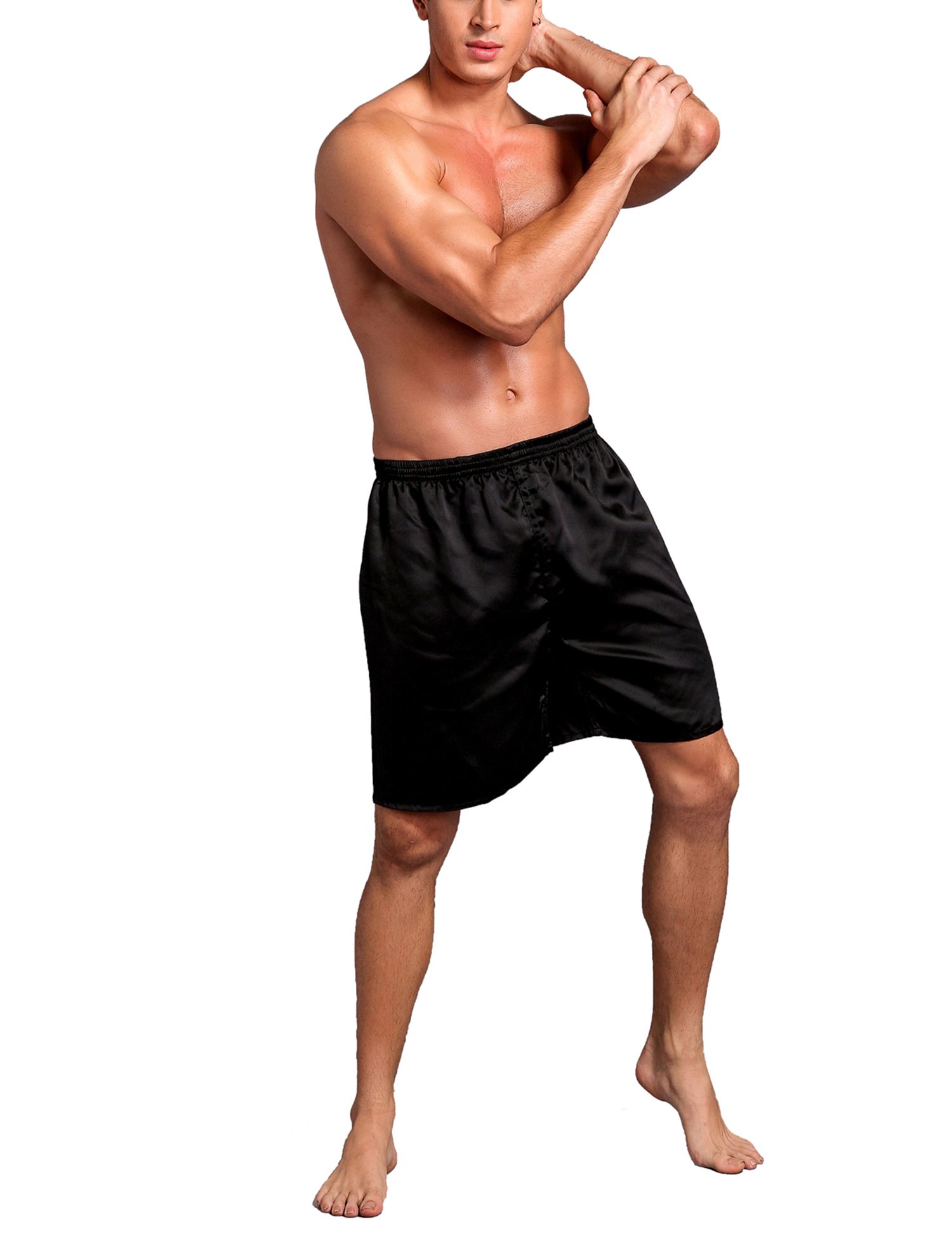 Men's Sleep Shorts - 2 Pack Satin Lounge Shorts for Comfortable Nightwear & Relaxation at Home | Soft Pajama Shorts for Sleeping, Lounging & Vacation