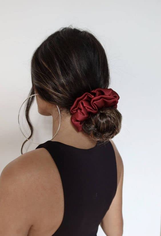 Premium Satin Silk Scrunchies for Women - Set of 5 Hair Ties for Less Hair Breakage & Gentle Hold | Soft Hair Bands for Girls & Women | Perfect Gift for Mom, Sister & Girlfriend | Great for Workouts, Office & Everyday Use (5-Pack)