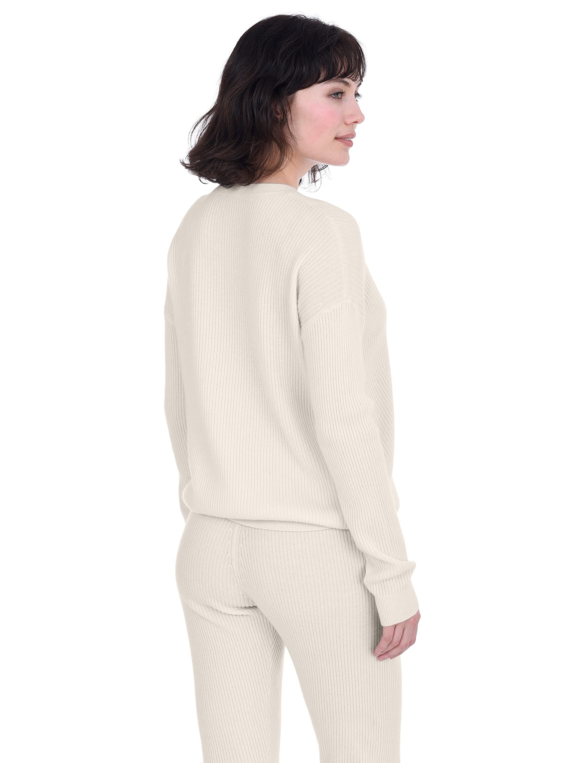 Luxury 100% Pure Cashmere Women's Ribbed Loungewear Set - Long Sleeve Sweater & Joggers (Sold Separately) | Cozy Winter Outfit, Home Relaxation & Casual Chic Style