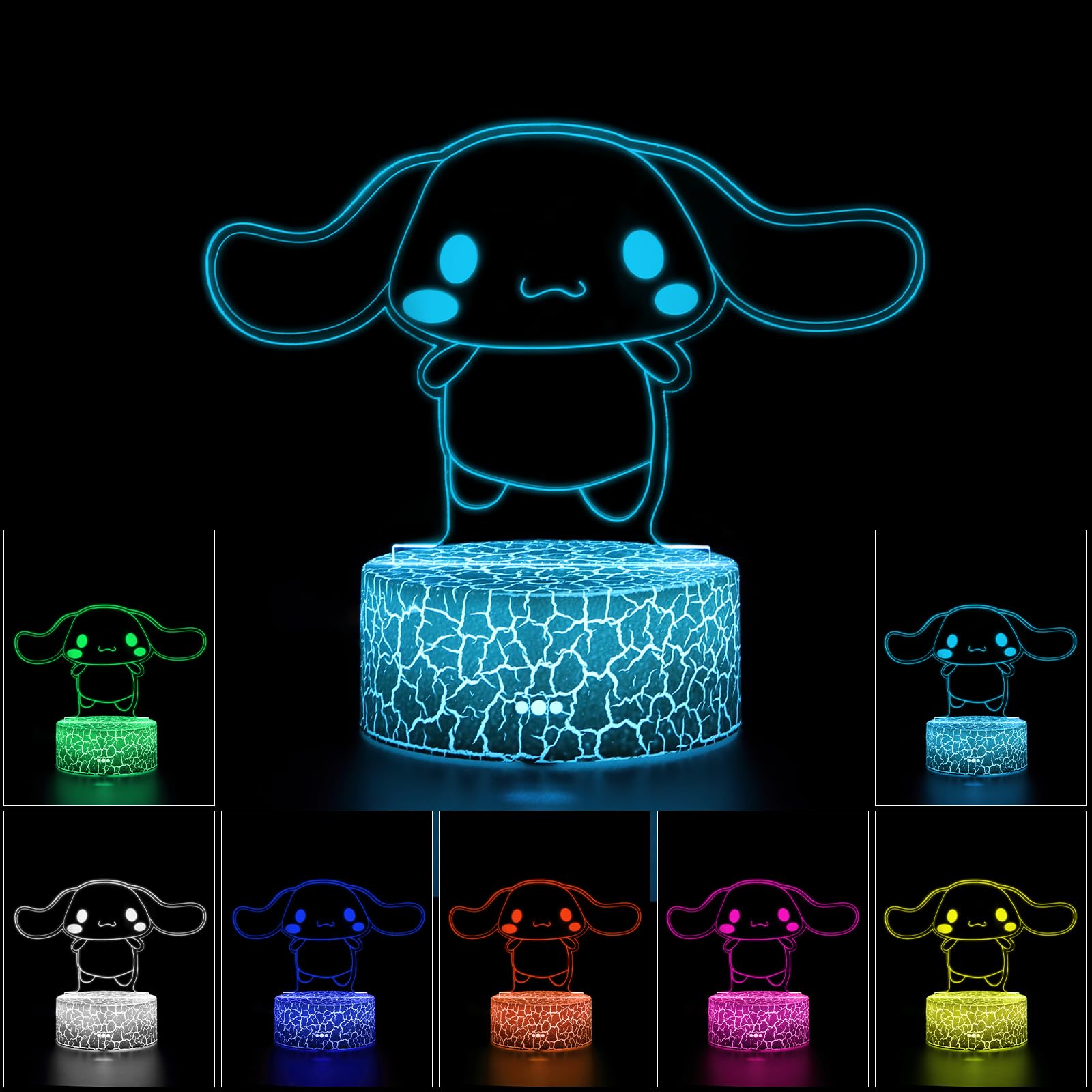 3D LED Night Light with 7 Color Changing Modes, USB Touch Table Lamp for Christmas Gifts, Home Decor, Kids Room & Bedroom - Perfect for Holiday Decorations, Nursery Nightlight & Relaxing Ambiance