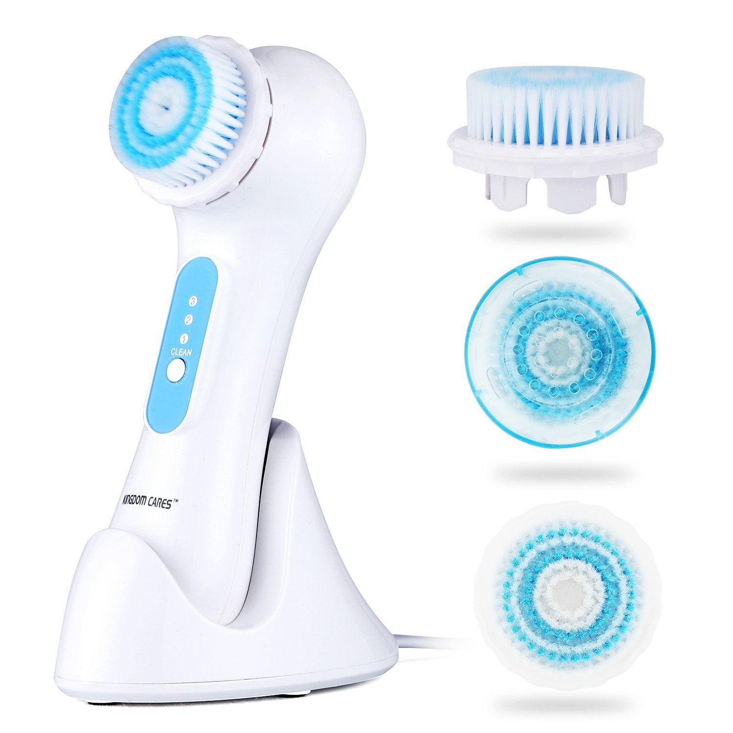 KINGDOMCARES 3-Speed Sonic Facial Cleansing Brush for Deep Pore Cleansing - Waterproof Electric Face Brush with Soft Silicone Bristles for Acne, Blackhead & Makeup Removal - Perfect for Daily Skincare Routine & Travel