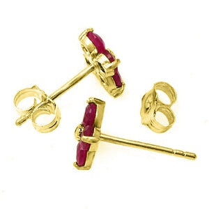 1.15 Carat 14K Solid Yellow Gold Ruby Stud Earrings for Women - Genuine Natural Ruby Gemstone Jewelry - Perfect for Valentine's Day, Anniversary & Special Occasion Gifts
