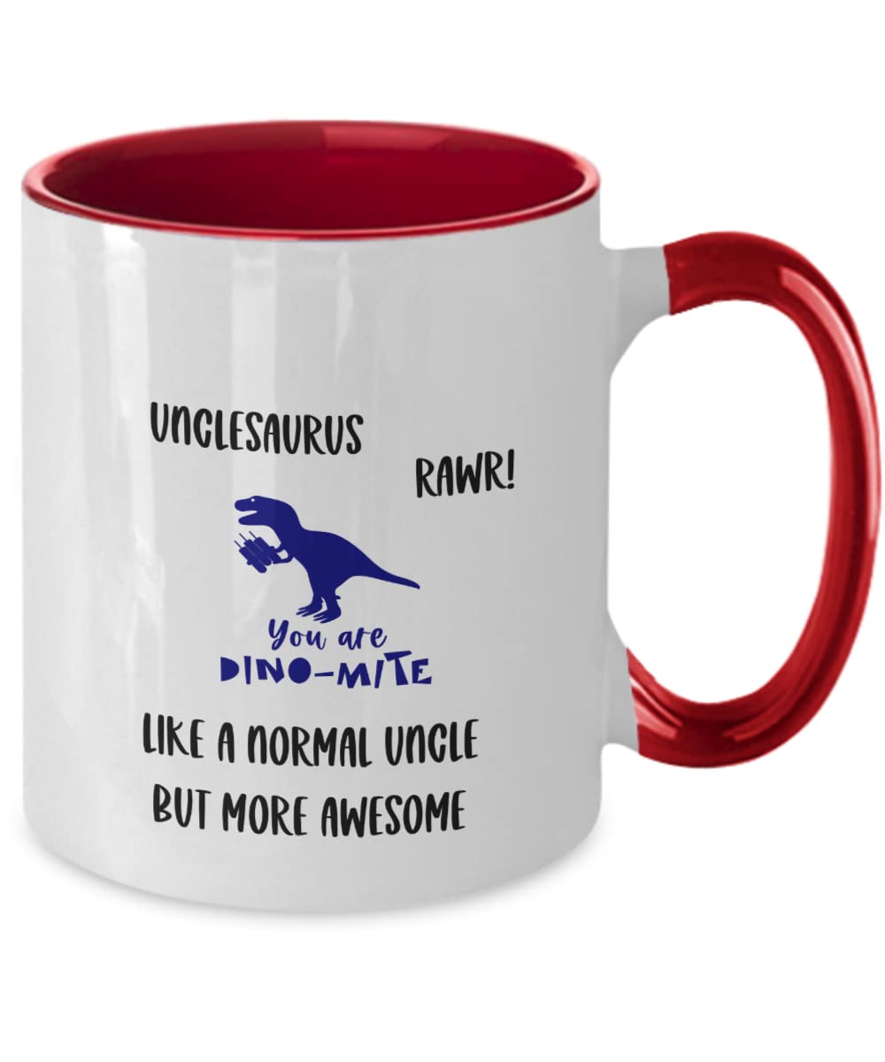 Uncle Mug - Funny Dinosaur Coffee Cup for Uncle | Humorous Birthday & Christmas Gift Idea | Two-Tone Ceramic Mug for Coffee, Tea & Office Use