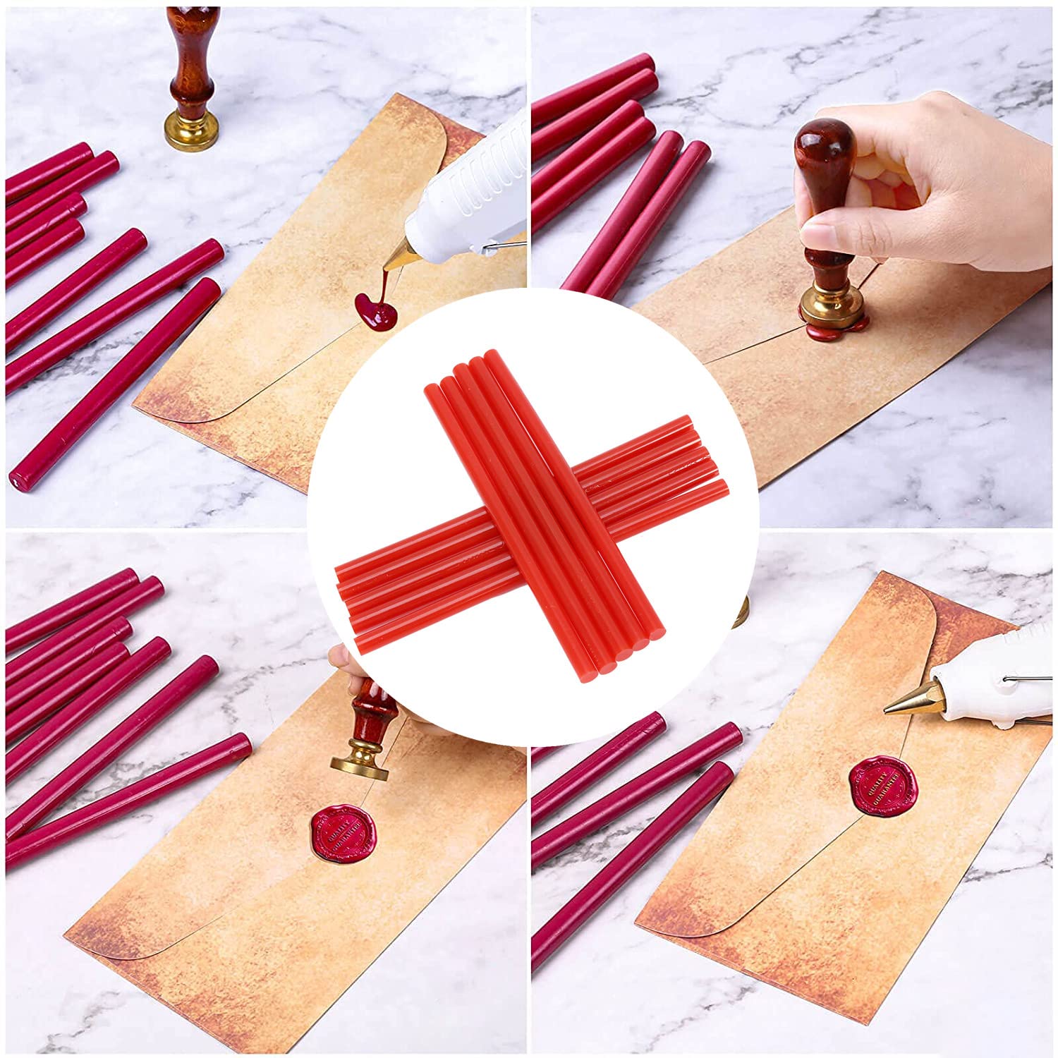 Colored Hot Melt Glue Sticks 10Pcs Set - 7x150mm DIY Arts & Crafts, Home Repairs, Sealing & Dent Fixing - Perfect for Woodworking, Scrapbooking & Household Projects (Red)