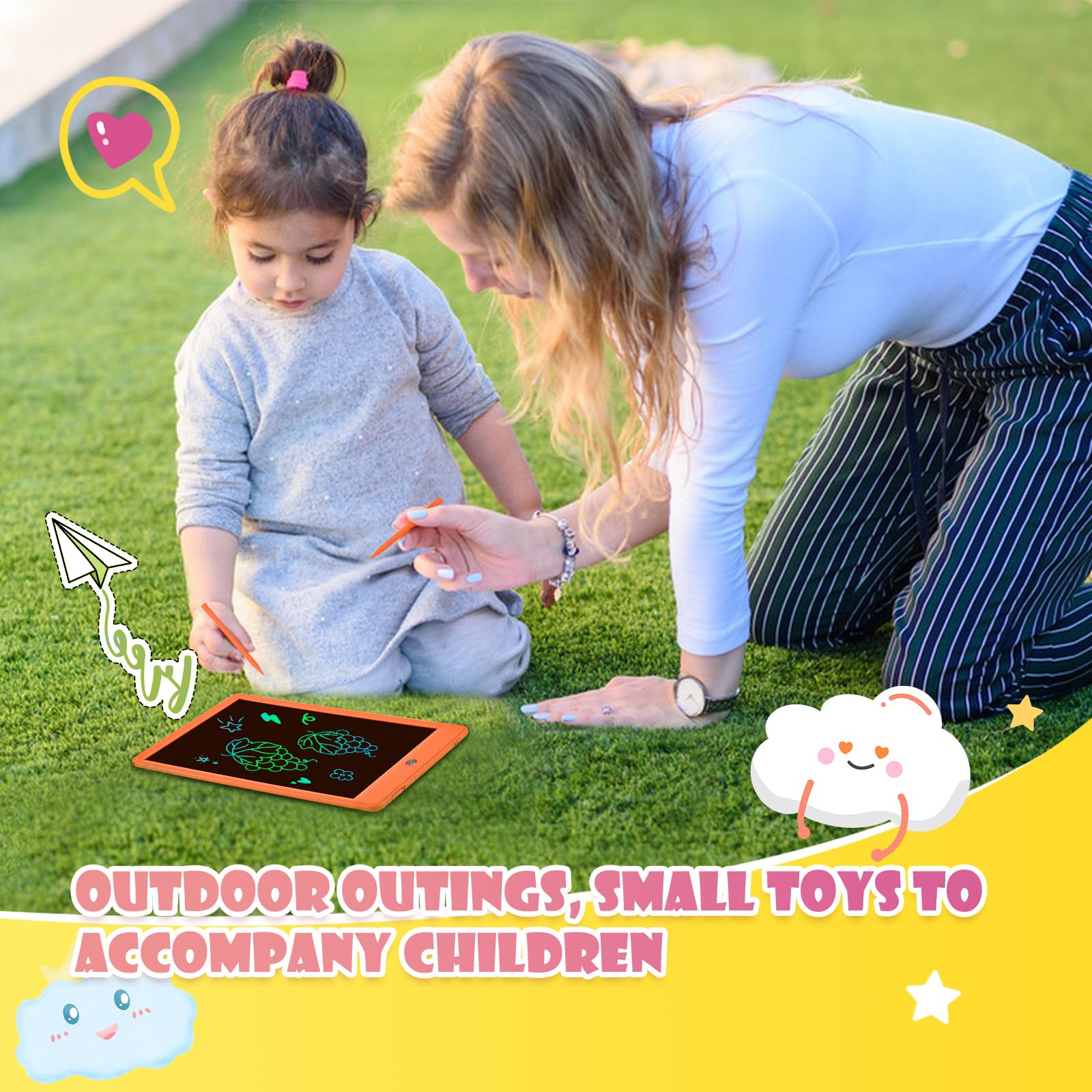 EooCoo 10 Inch LCD Writing Tablet for Kids Ages 3-7 - Mess-Free Drawing Pad, Educational Travel Toy, Birthday Gift for Girls & Boys - Perfect for Car Rides, Airplane Travel & Home Learning Activities