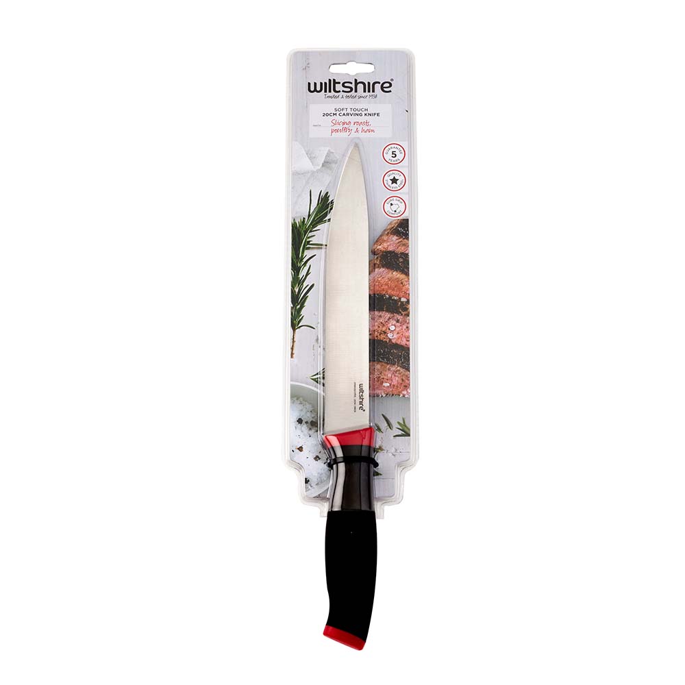 Premium Soft Touch Carving Knife 20cm - Ergonomic Kitchen Knife for Slicing Meat, Roasts & Vegetables - Perfect for Home Chefs & Professional Kitchens