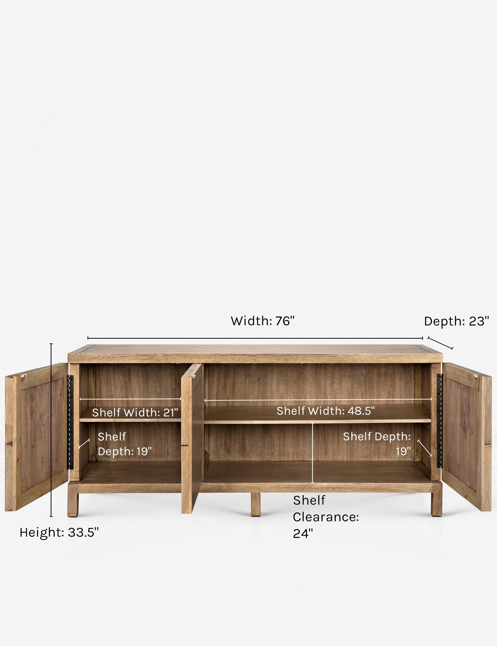 Aaran Sideboard - Modern Buffet Cabinet with 2 Doors and 4 Drawers for Dining Room Storage | Solid Wood Console Table for Living Room, Hallway Entryway | Perfect for Home Decor and Organization