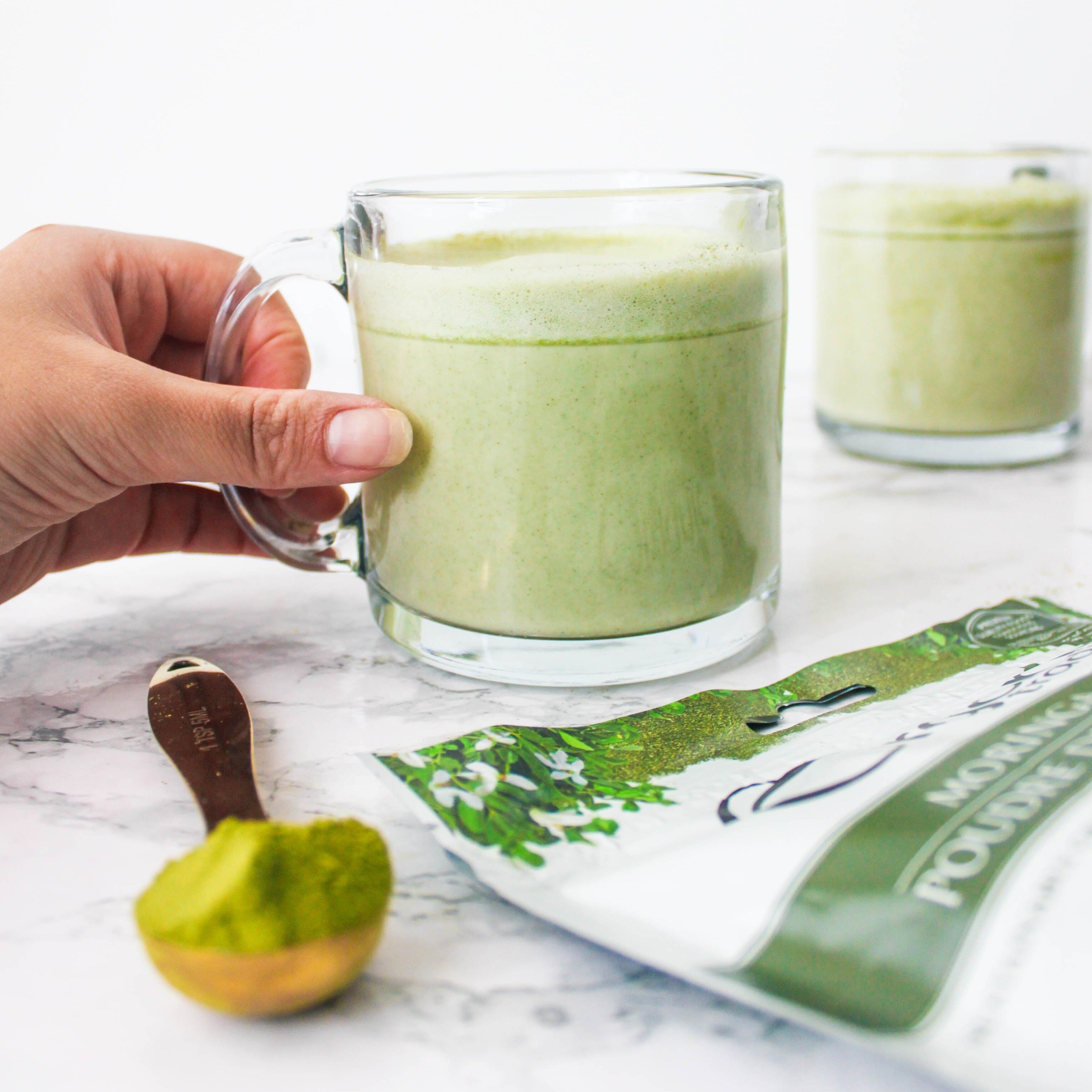 Organic Moringa Latte Powder - Superfood Energy Boost for Smoothies & Coffee - Perfect for Morning Routine & Post-Workout Recovery