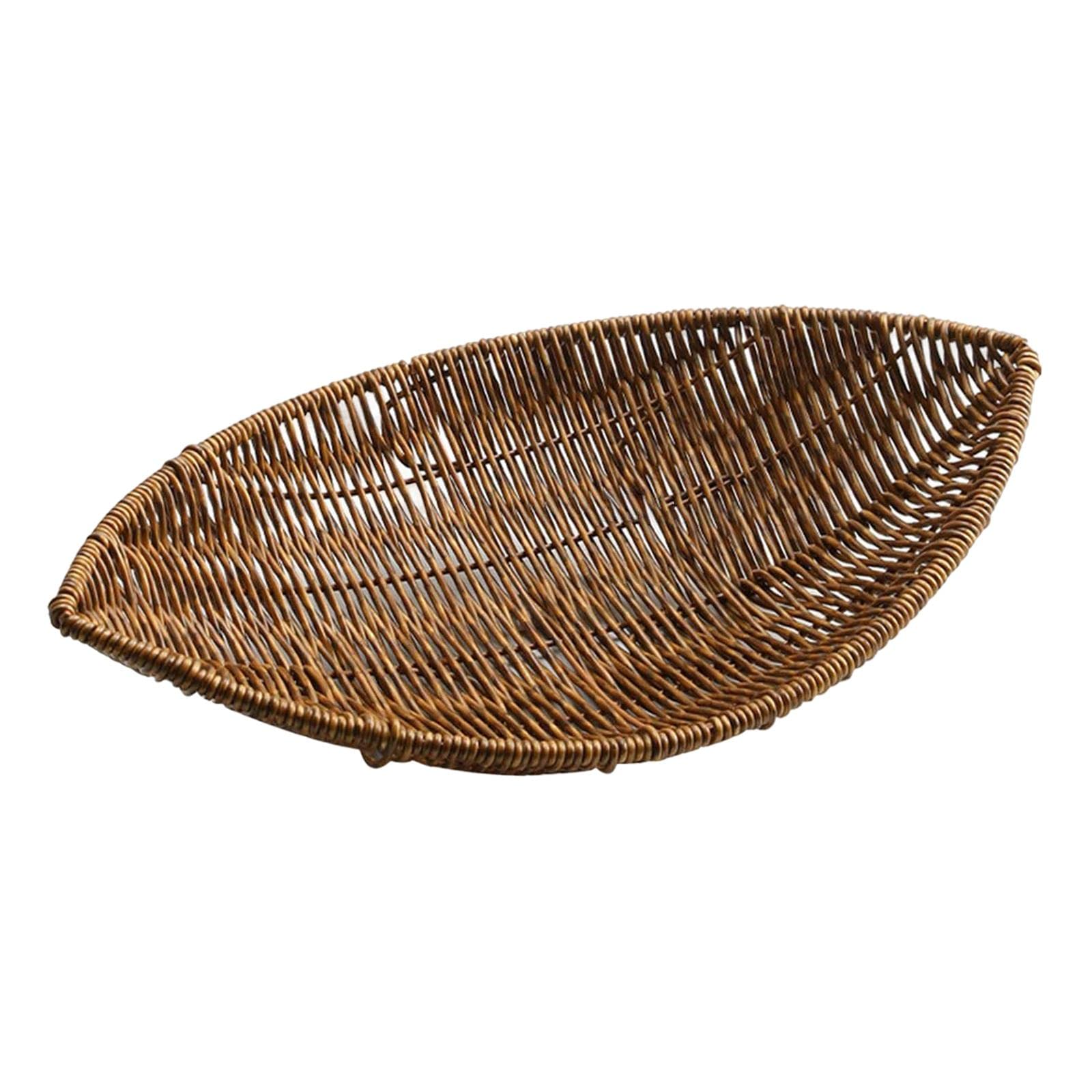 Bothyi Rustic Wicker Storage Basket - Natural Rattan Organizer Tray for Fruits, Vegetables, Onions & Home Decor (Dark Brown) | Perfect for Kitchen Counter, Pantry Organization & Farmhouse Style Decor