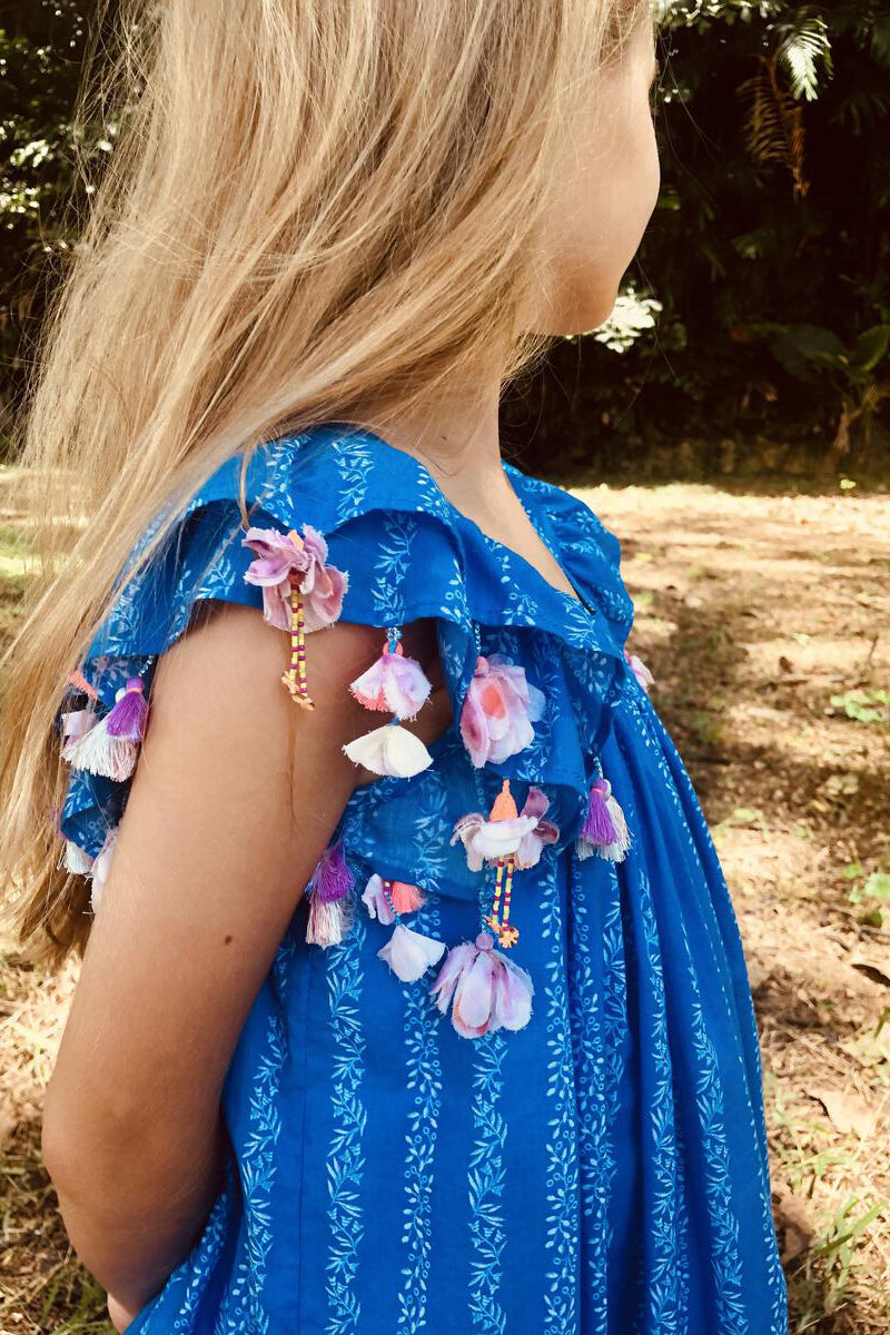 Nellystella Chloe Lagoon Girls Dress - Floral Print Summer Dress for Toddlers & Kids - Perfect for Beach, Party & Outdoor Play