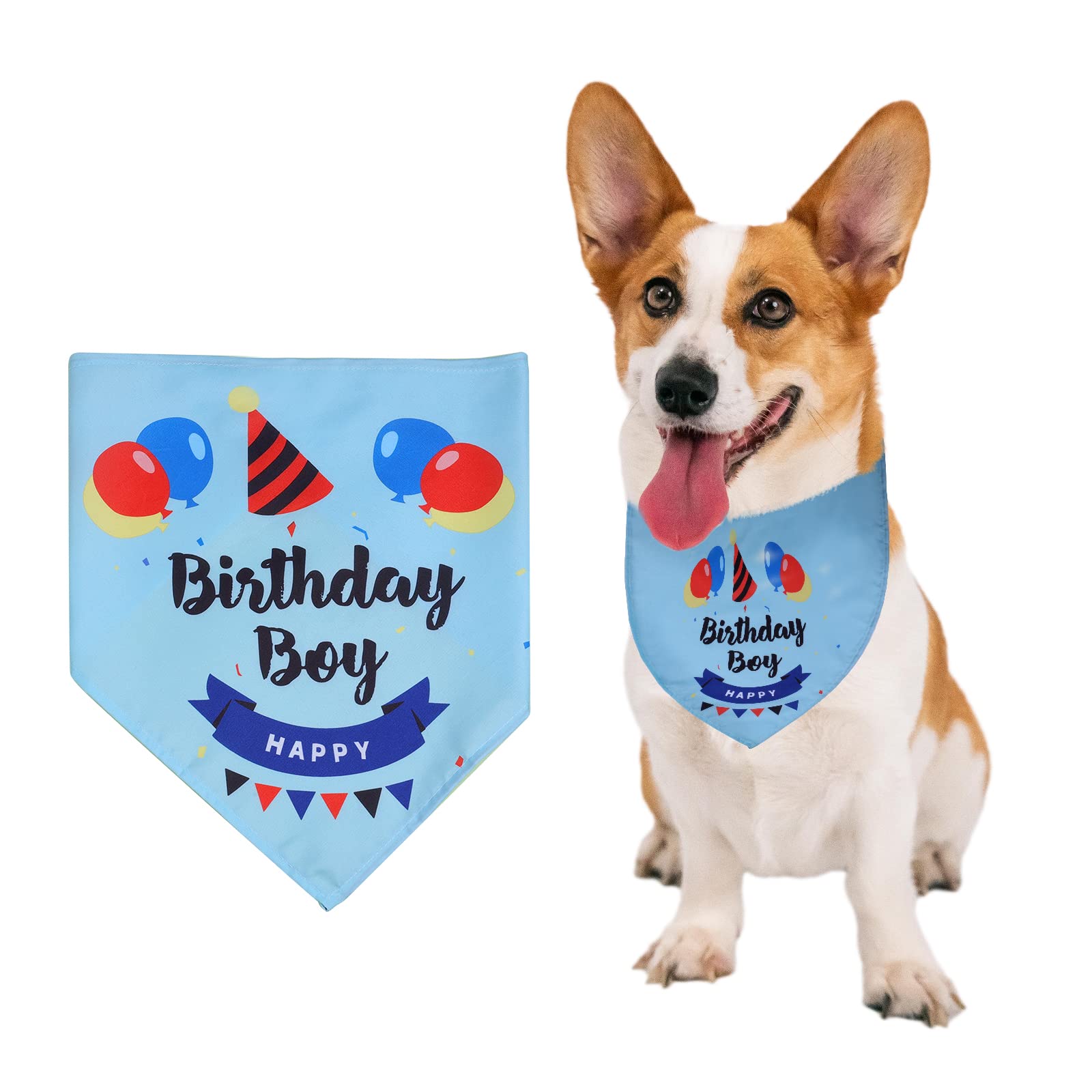 Blue Dog Birthday Bandana for Small Medium Large Dogs - Cute Pet Bibs & Triangle Scarf for Puppy Birthday Parties - Perfect for Pet Celebrations, Photo Shoots & Special Occasions