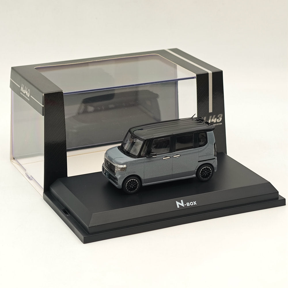 1/43 Honda N BOX Custom Slate Grey Pearl & Black Diecast Model Car - Limited Edition Collectible for Car Enthusiasts & Display - Perfect for Home Office Decor, Gift for Collectors, and Model Car Showcase