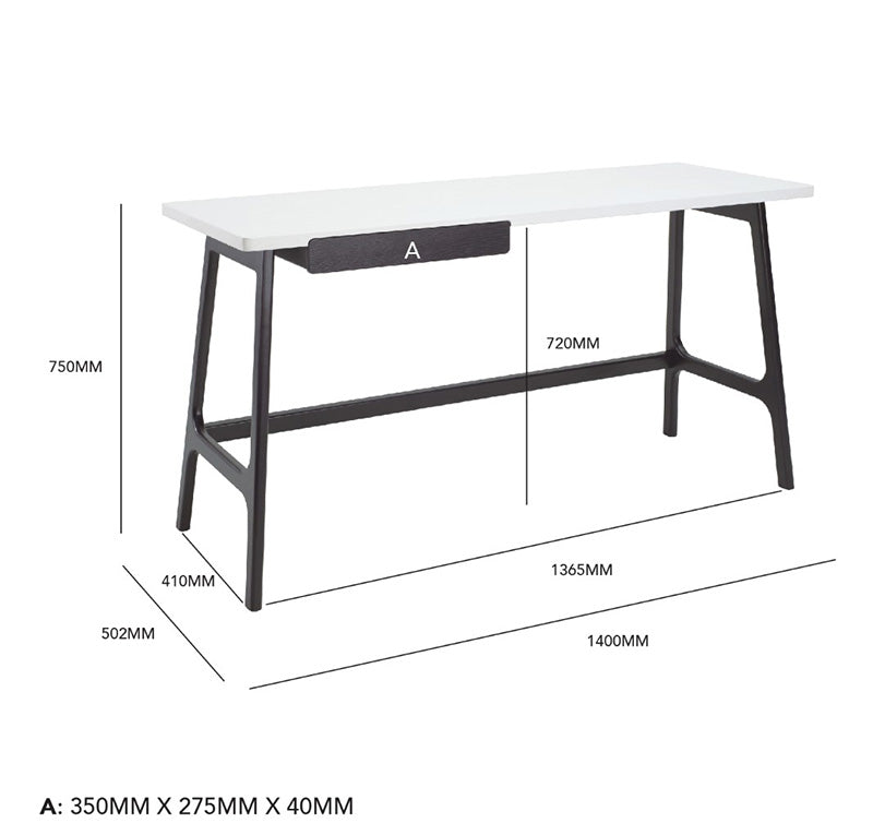 Modern MOREY Study Desk in White & Black - Perfect for Home Office, Dorm Room, and Small Spaces