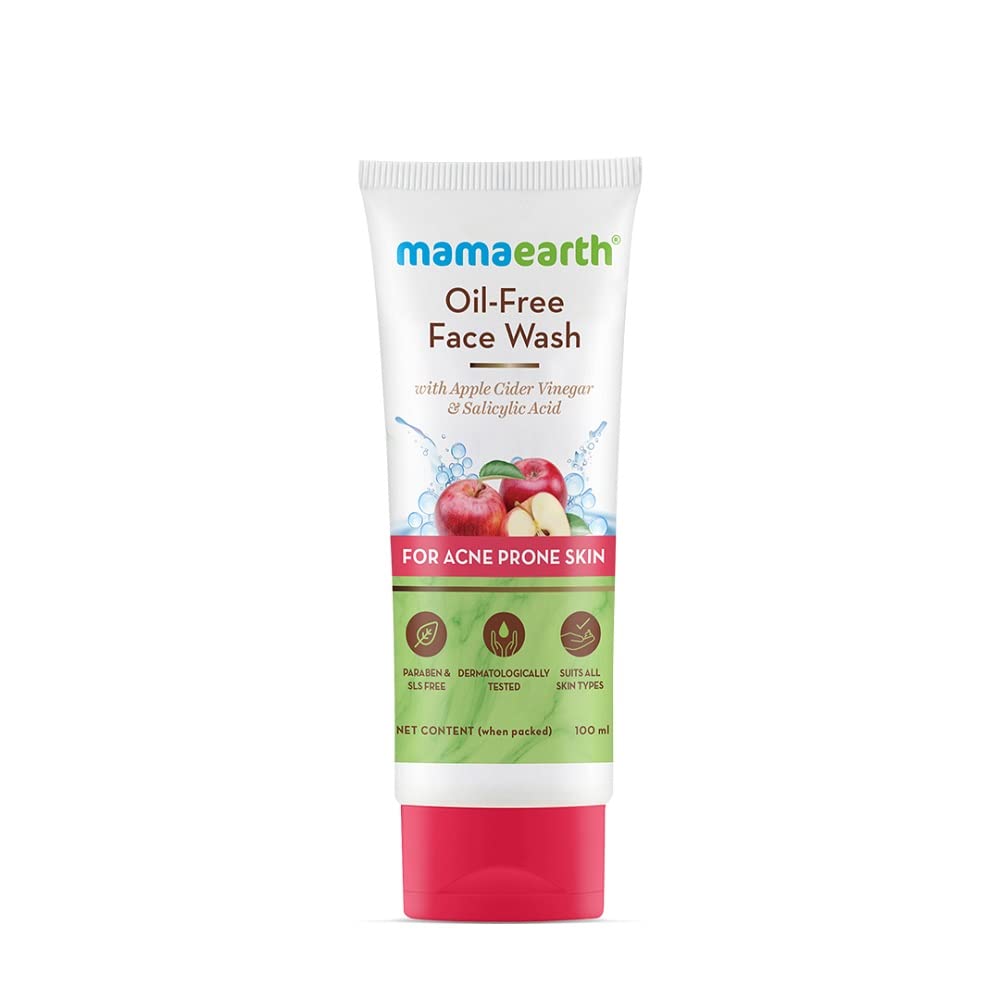 Mamaearth Oil Free Face Wash for Oily & Acne-Prone Skin - Apple Cider Vinegar & Salicylic Acid Cleanser, 100ml | Deep Cleansing, Pore Minimizing | Perfect for Daily Skincare Routine