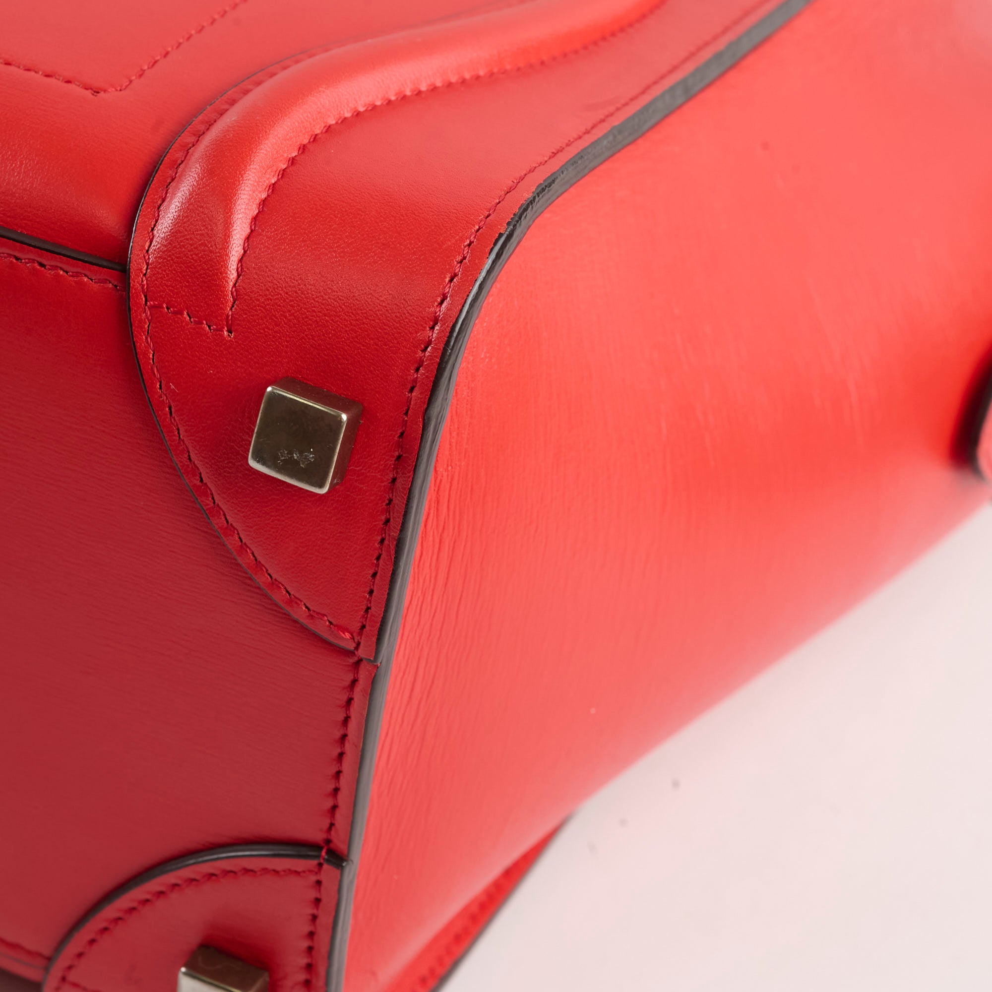 Celine Luggage Micro Handbag in Red | Genuine Leather Crossbody Bag for Women | Perfect for Work, Travel & Everyday Use