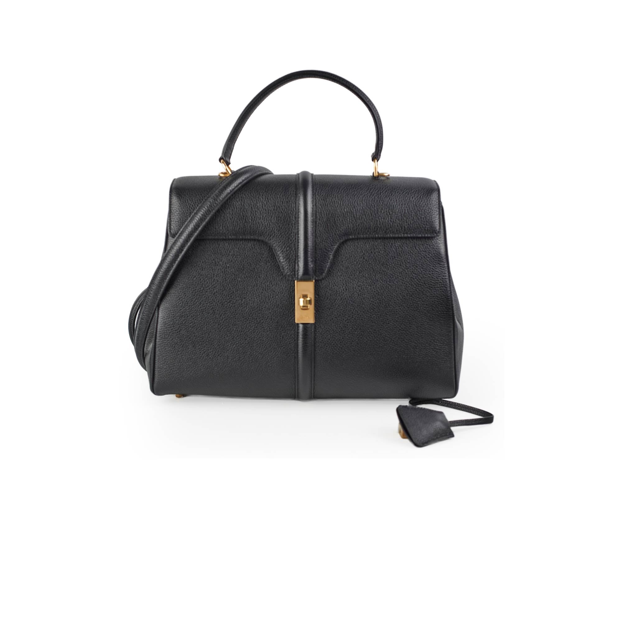 Celine 16 Classique Handbag in Black Grained Calfskin Leather - Luxury Shoulder Bag for Women, Perfect for Work, Travel & Evening Events