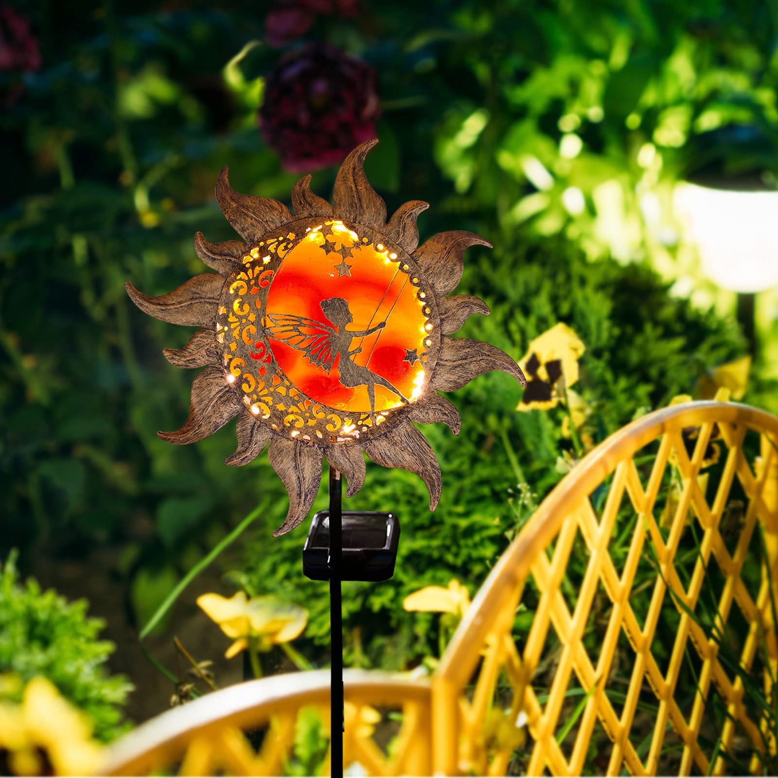 Solar Pathway Lights - YJFWAL Outdoor Garden Stake Lights with Butterfly & Glass Decor, Waterproof Fairy Lights for Walkway, Yard, Lawn, Patio (Warm White) | Perfect for Halloween, Christmas & Landscape Lighting Decorations