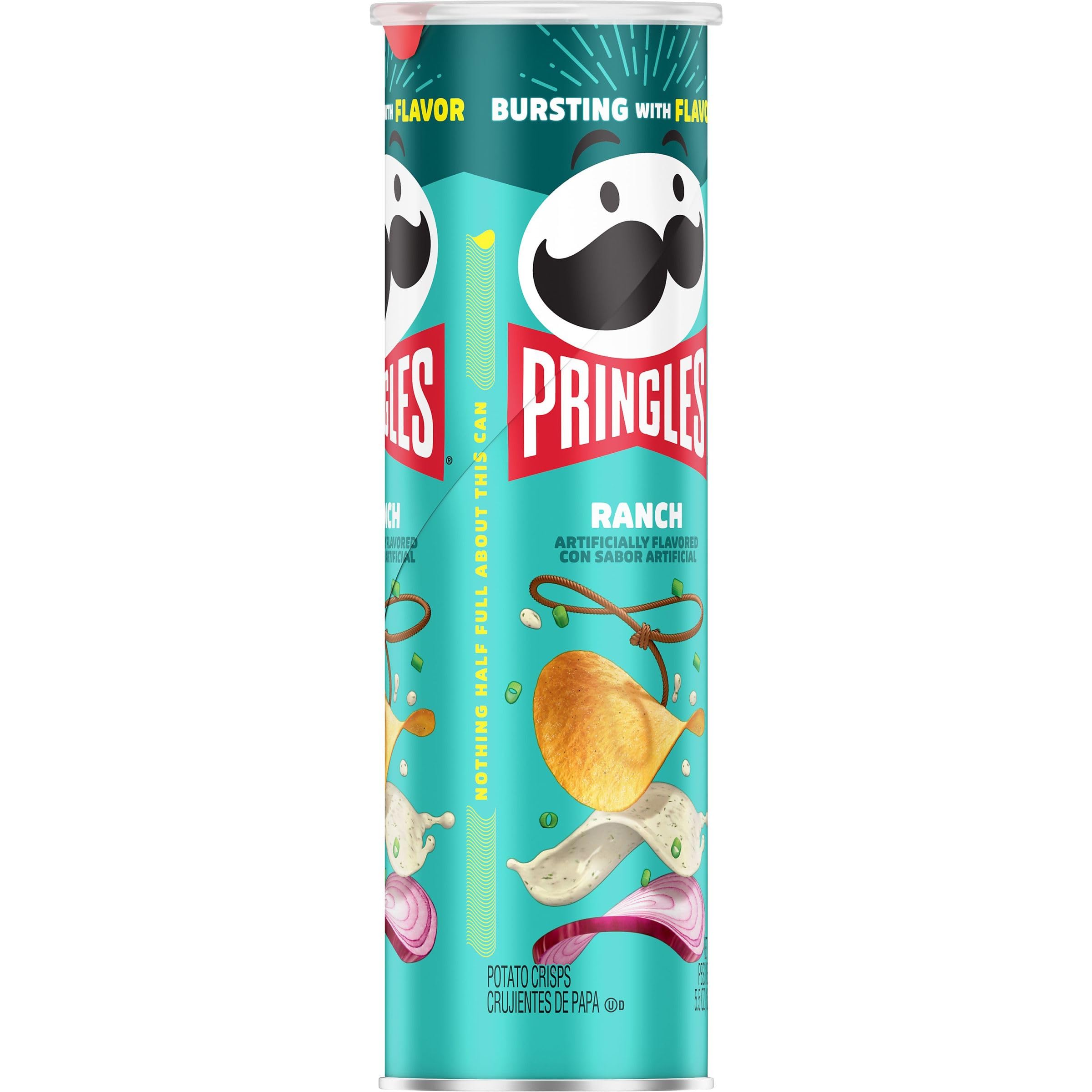 Pringles Ranch Flavored Potato Crisps - 5.5oz Can (Pack of 1) | Crunchy Snack Chips for Lunch Boxes, Office Snacks & On-The-Go | Perfect for Road Trips, Picnics & Movie Nights
