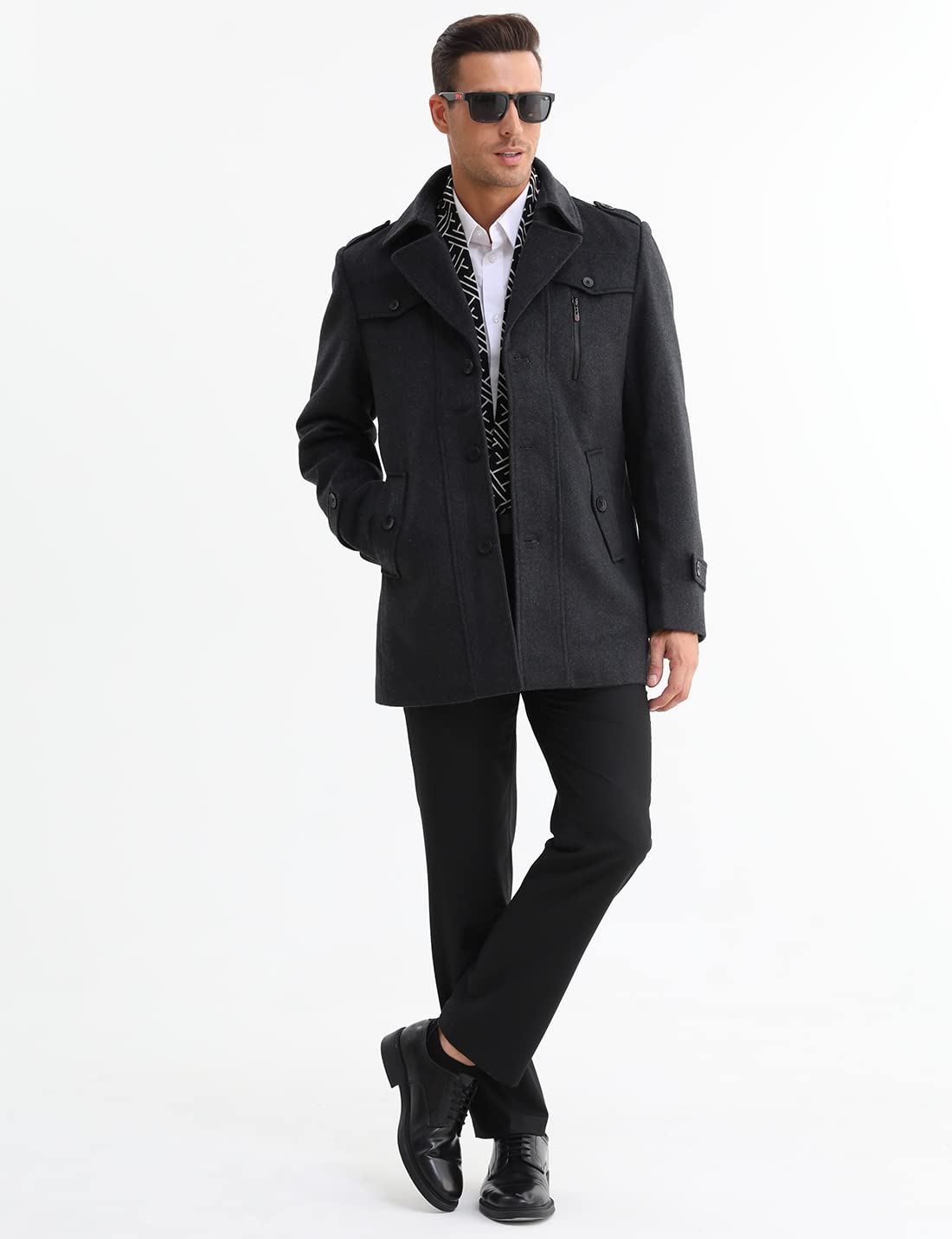 iCKER Men's Slim Fit Wool Pea Coat - Winter Trench Jacket for Business & Casual Wear | Warm Outerwear for Office, Dating & Daily Use