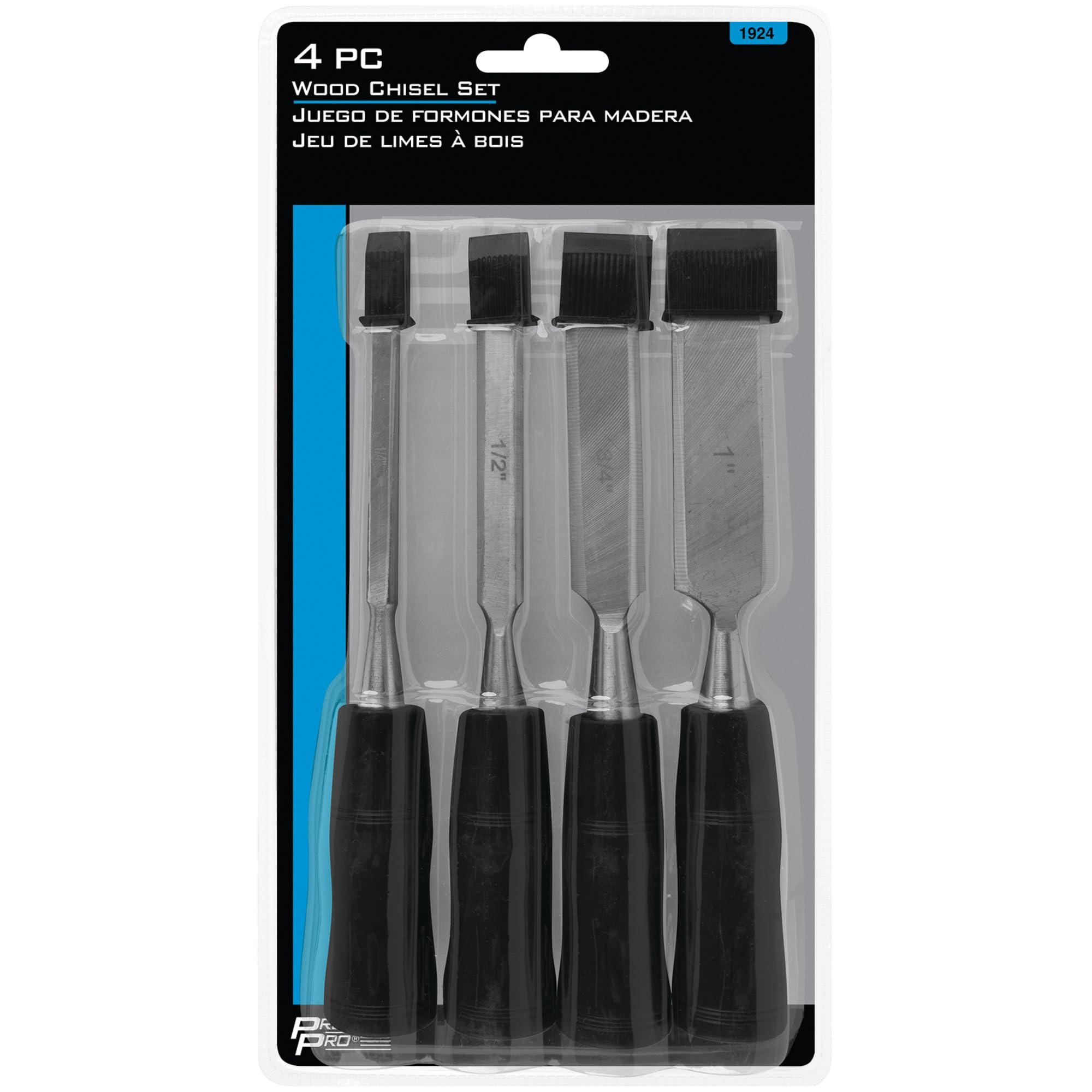 Performance Tool 1924 4-Piece Wood Chisel Set - High-Quality Woodworking Tools for Carving, Shaping & DIY Projects - Perfect for Carpentry, Furniture Making & Home Improvement