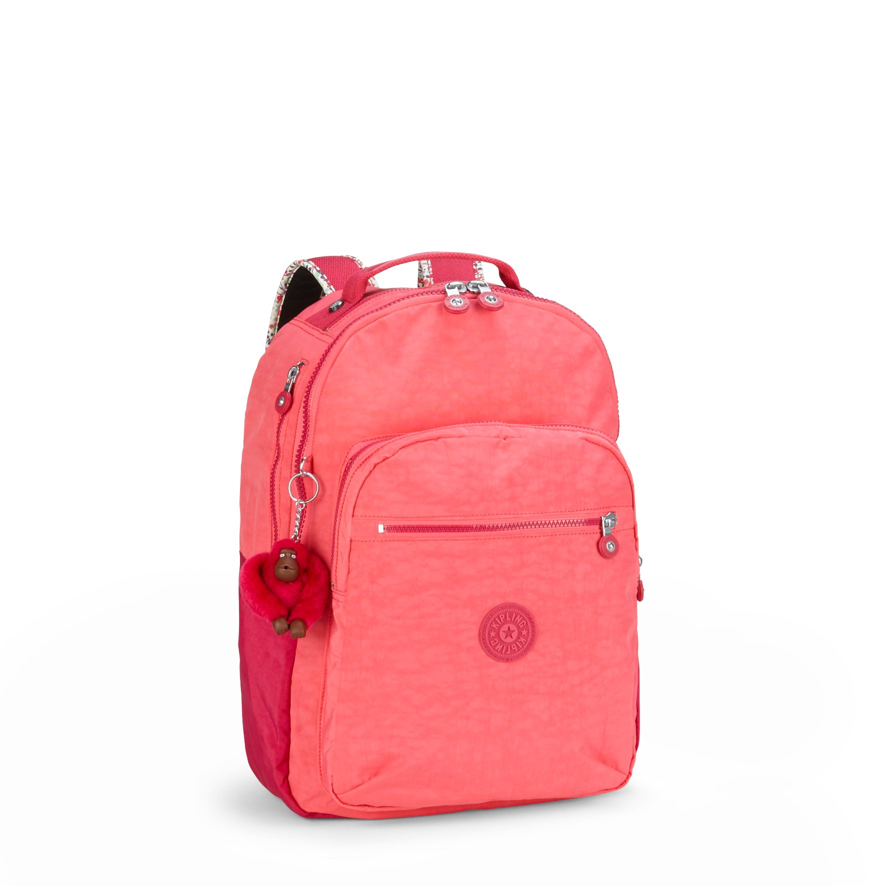 Kipling Seoul Large Backpack for Women & Men - 17 Inch Laptop Compartment, Durable Travel Backpack with USB Charging Port, Lightweight Water-Resistant Daypack (Begonia Pink) - Perfect for Work, School & Travel