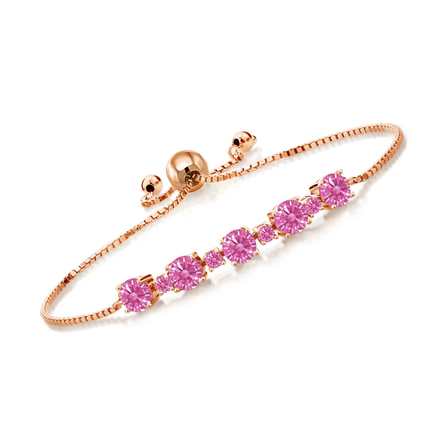 18K Rose Gold Plated Silver Tennis Bracelet with 5mm Pink Zirconia Stones - Elegant Jewelry for Women, Perfect for Weddings, Parties & Special Occasions