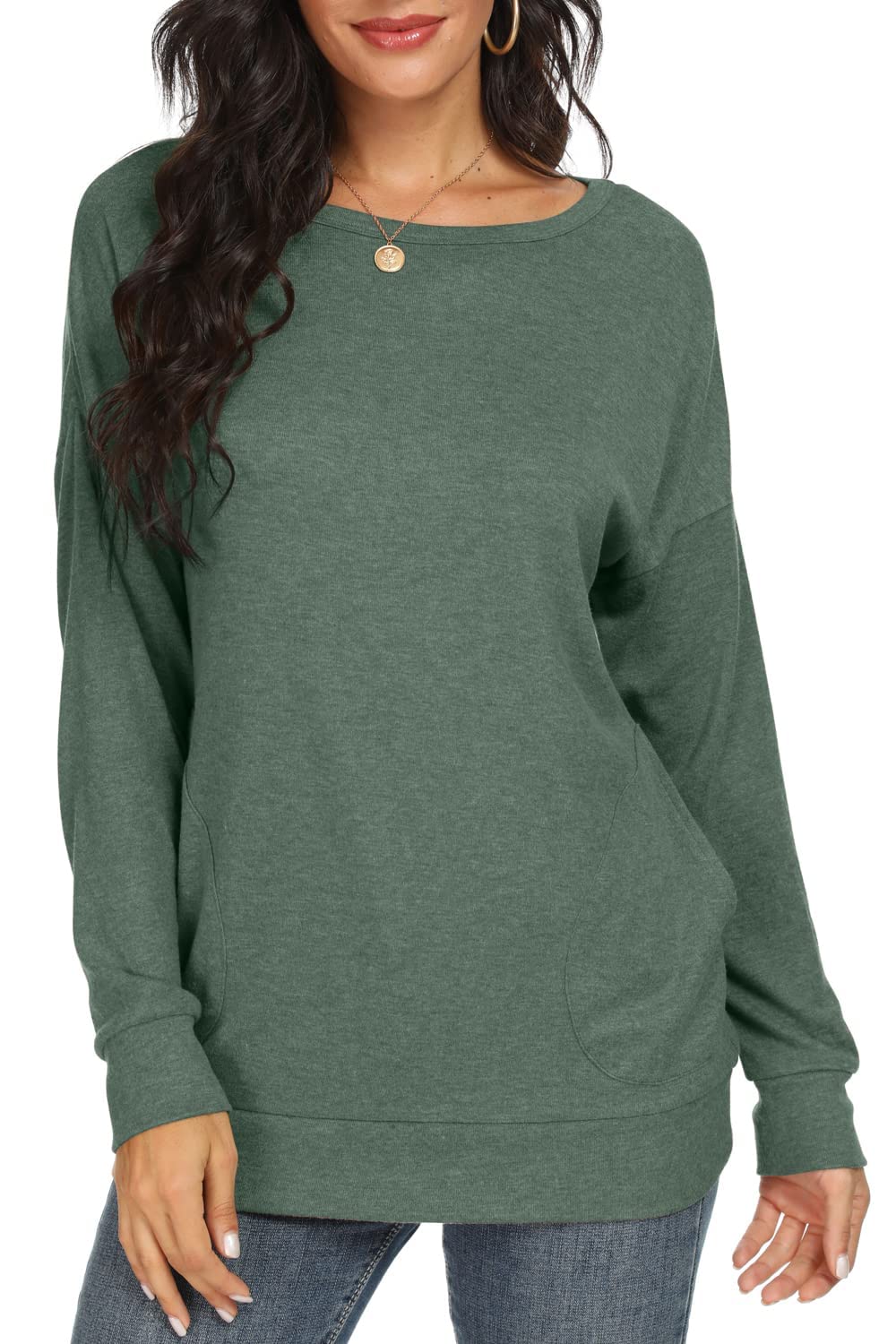 Women's Long Sleeve Casual Tops - Elegant Tunic Blouse with Pockets for Work, Office & Everyday Wear | Fashionable & Comfortable Women's Shirts