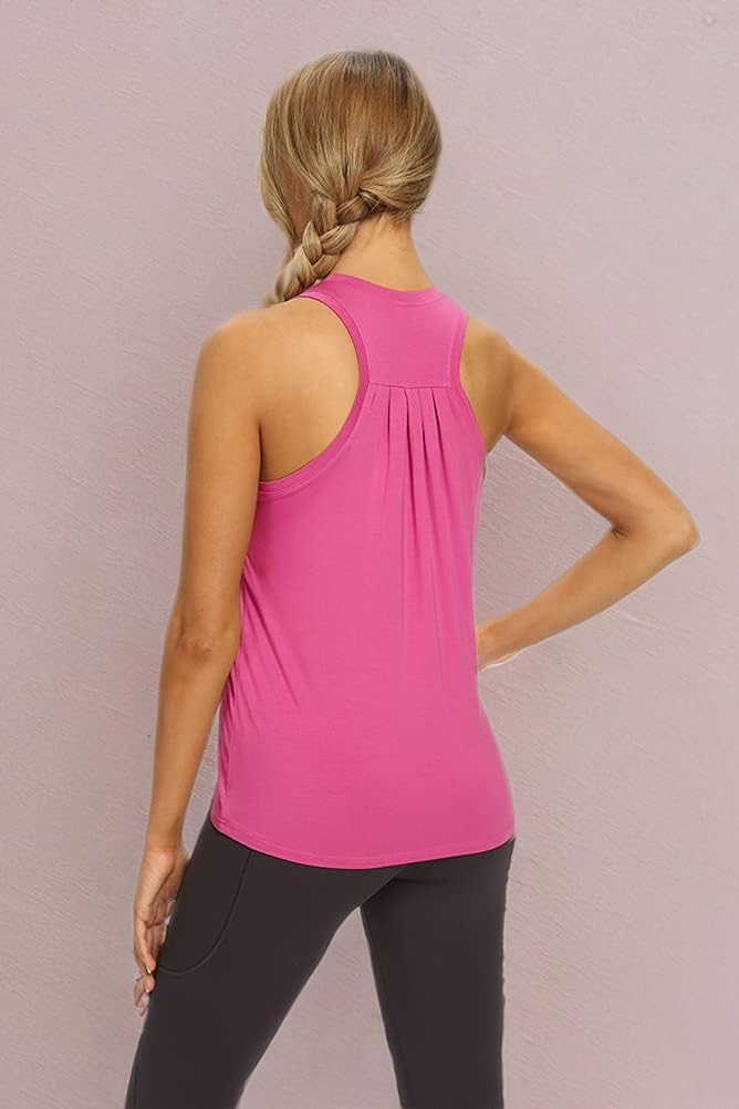 Women's High Neck Racerback Tank Tops - Loose Fit Athletic Yoga Shirts for Workout & Gym | Breathable Comfort for Yoga, Running & Fitness Training