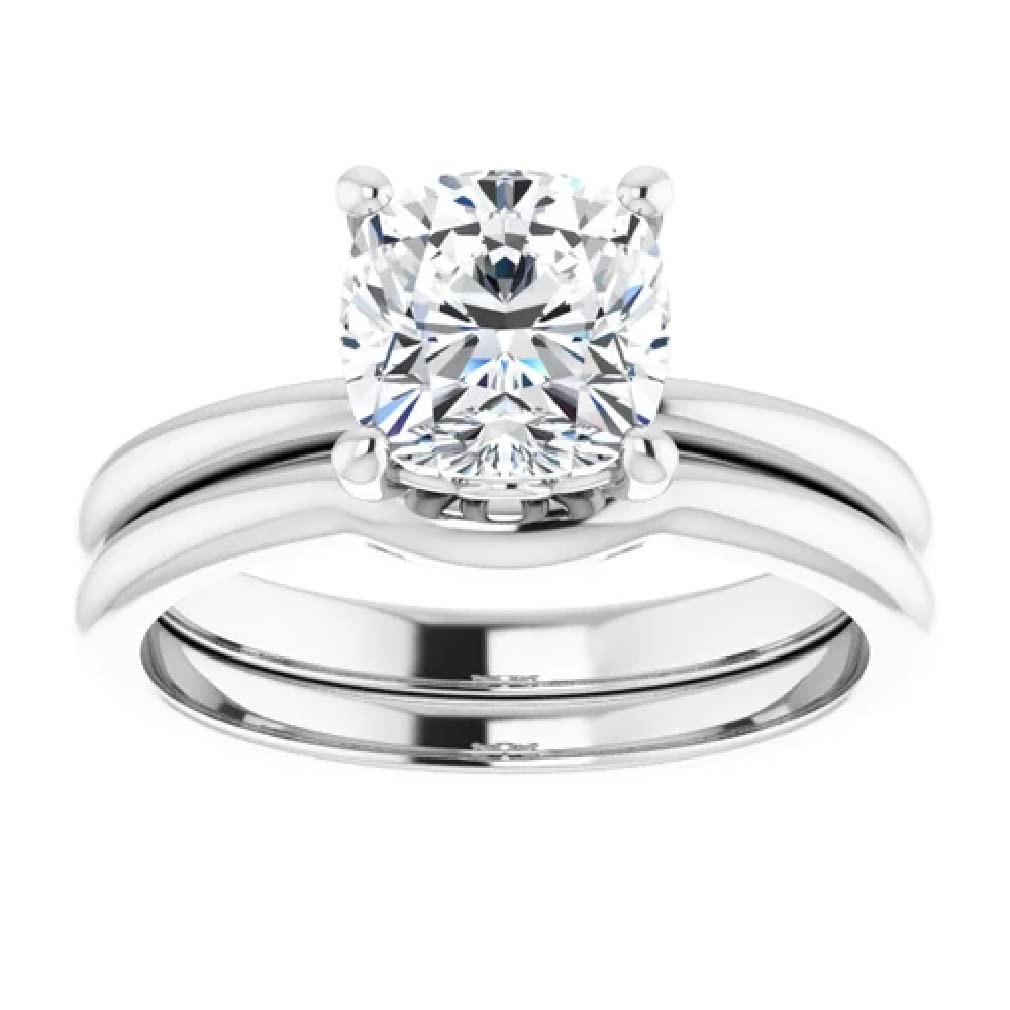 2 CT Moissanite Cushion Cut Engagement Ring in 10K/14K/18K Solid White Gold - Handmade Wedding Band for Women, Anniversary Gift, Bridal Jewelry for Proposals & Special Occasions