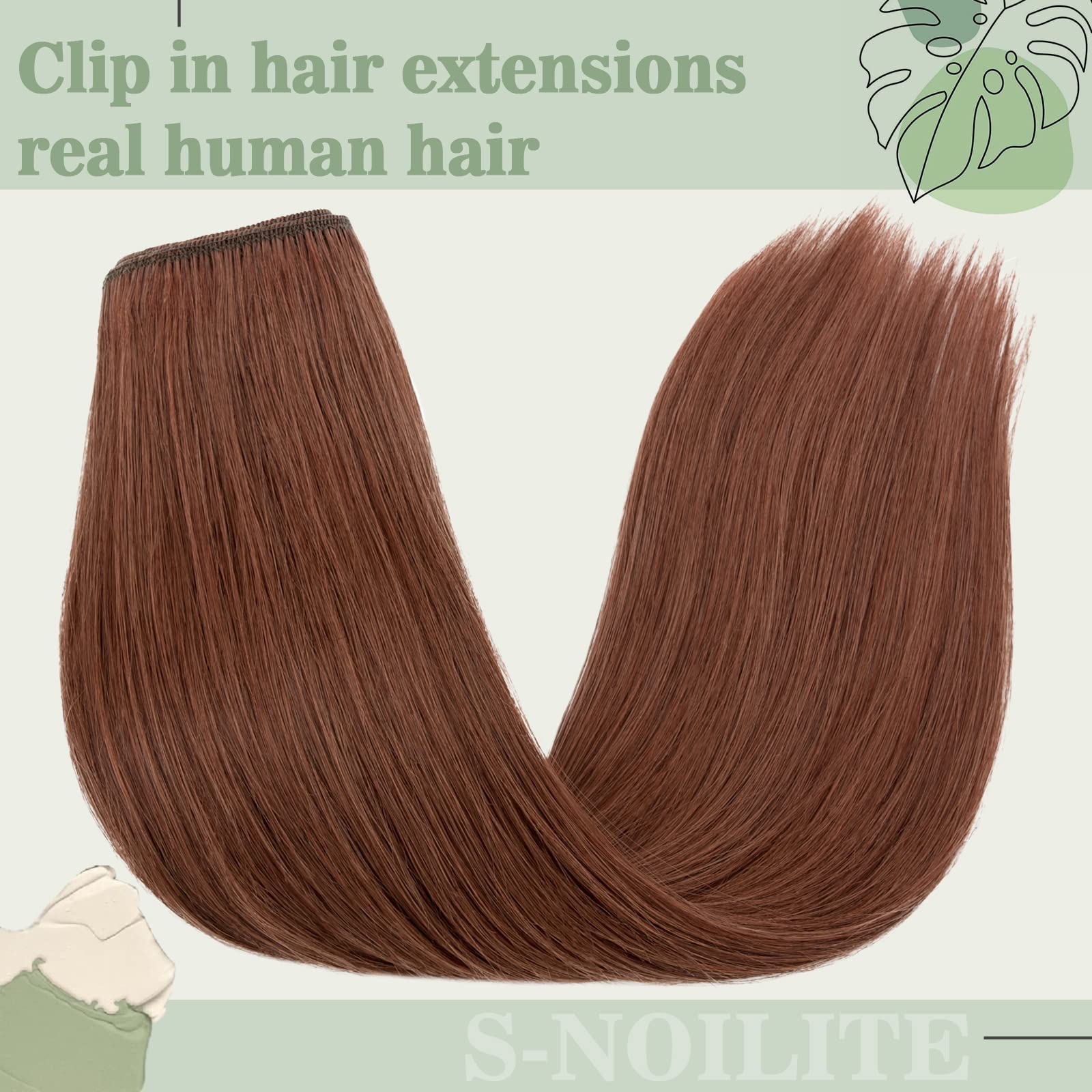 Premium 100% Real Human Hair Clip-in Extensions - 8 Pieces, 18 Clips, 13 Inch, 80g, Dark Auburn (#33) | Silky Soft, Short Human Hair Weft for Volume & Length | Perfect for Daily Wear, Parties & Special Occasions