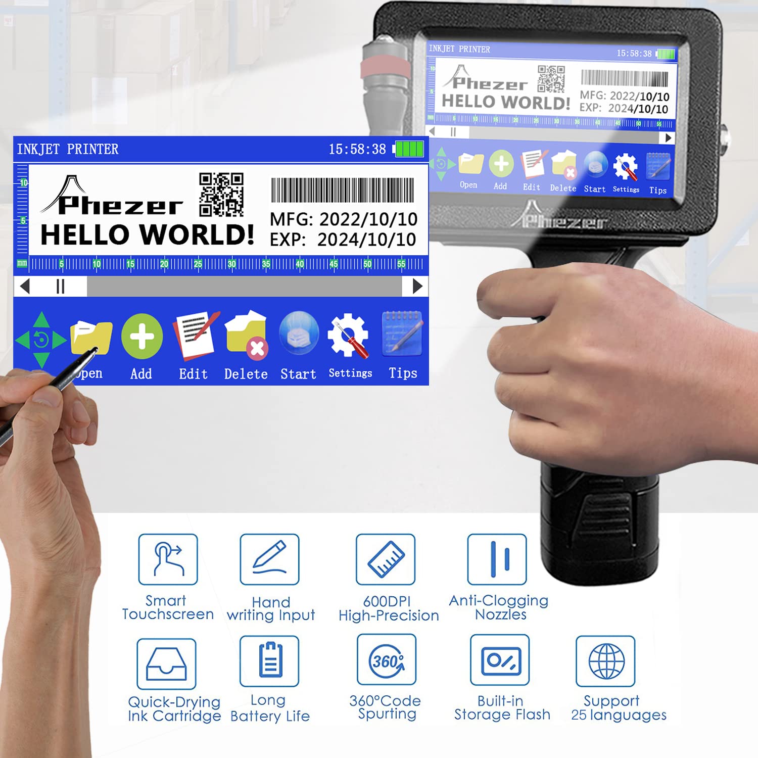 Portable P16-1 Handheld Inkjet Printer - 4.3
