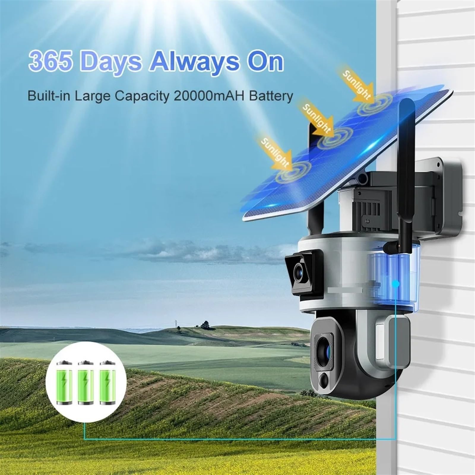 4K 8MP HD Dual Lens Solar Security Camera Outdoor - 4G WiFi, 4X/10X Optical Zoom, Auto Tracking, Waterproof CCTV for Home & Business Surveillance - Perfect for Backyard, Garage & Perimeter Security Monitoring
