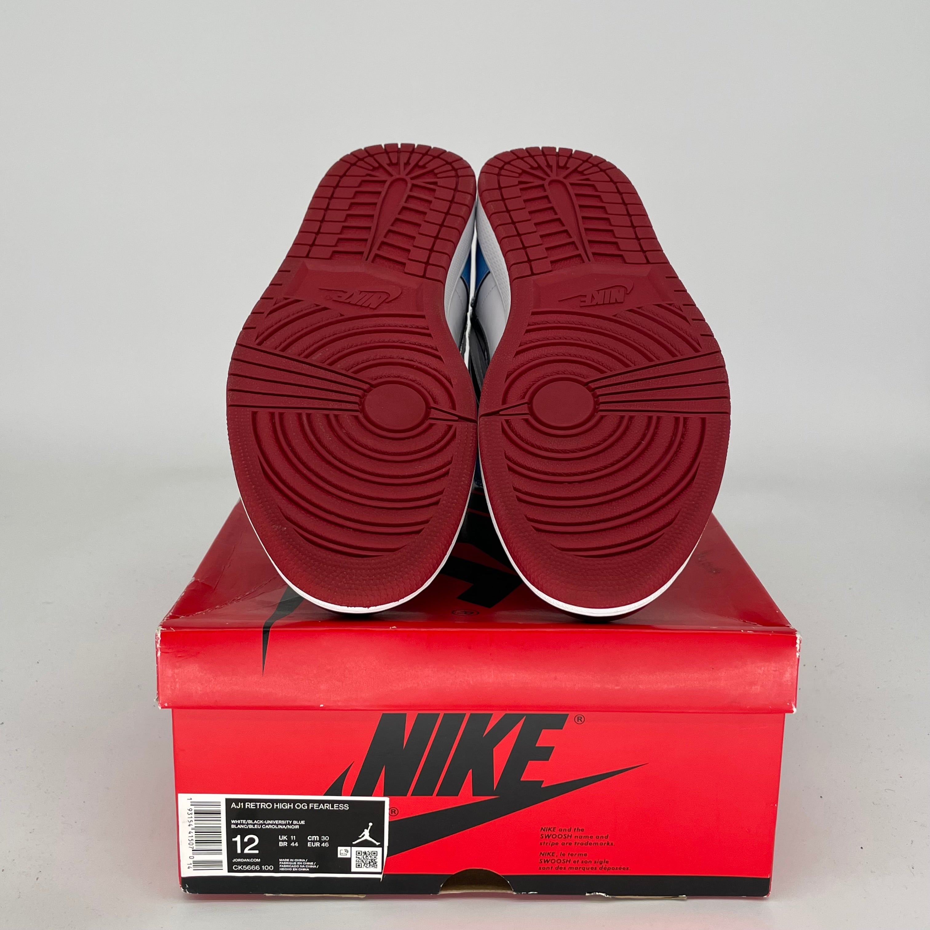 Original Air Jordan 1 Fearless UNC Chicago Men's Basketball Shoes - Size 12 (CK5666-100) | Authentic Retro Sneakers for Streetwear & Basketball Games