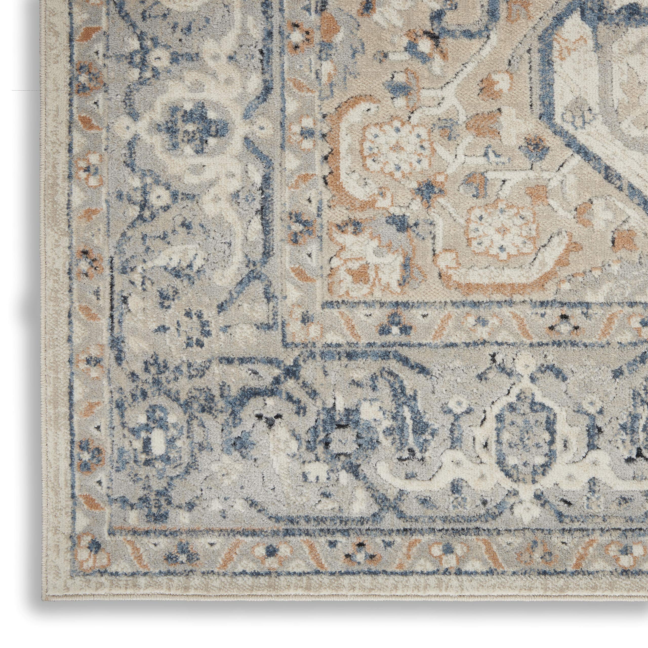 Kathy Ireland Malta Persian Ivory/Grey 9'x12' Area Rug - Easy Clean, Non-Shedding, Stain Resistant - Perfect for Living Room, Bedroom, Dining Room & Kitchen Decor